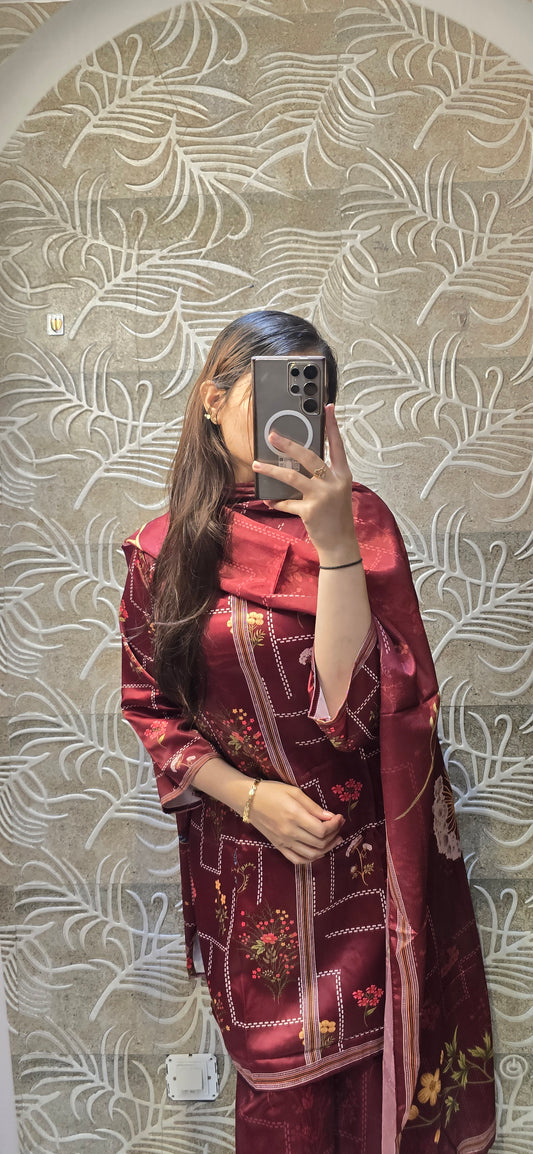 CRIMSON GLOW (Japan satin 2 pc cord set )