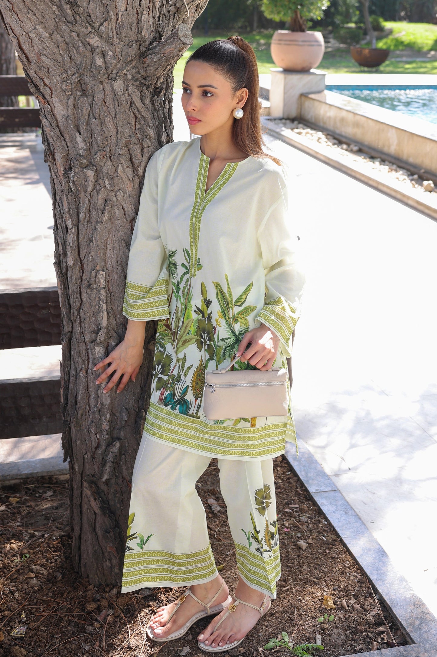 WHITE PARADISE Turkish Co-ord Set – Stylish Digital Prints, Wash-Safe, No Color Loss