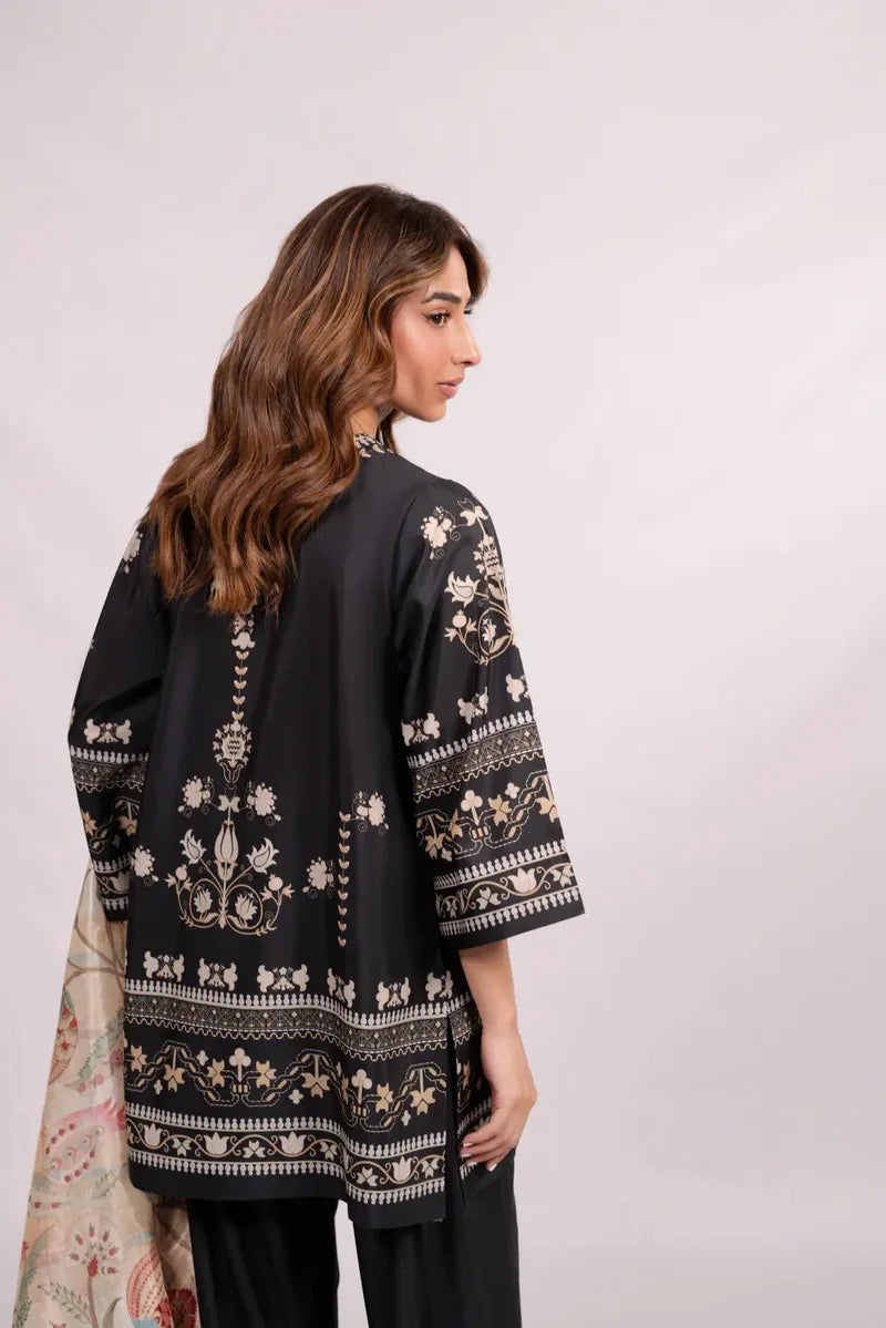 BLACK ELEGANCE 3 pc turkish cord set with soft organza dupatta