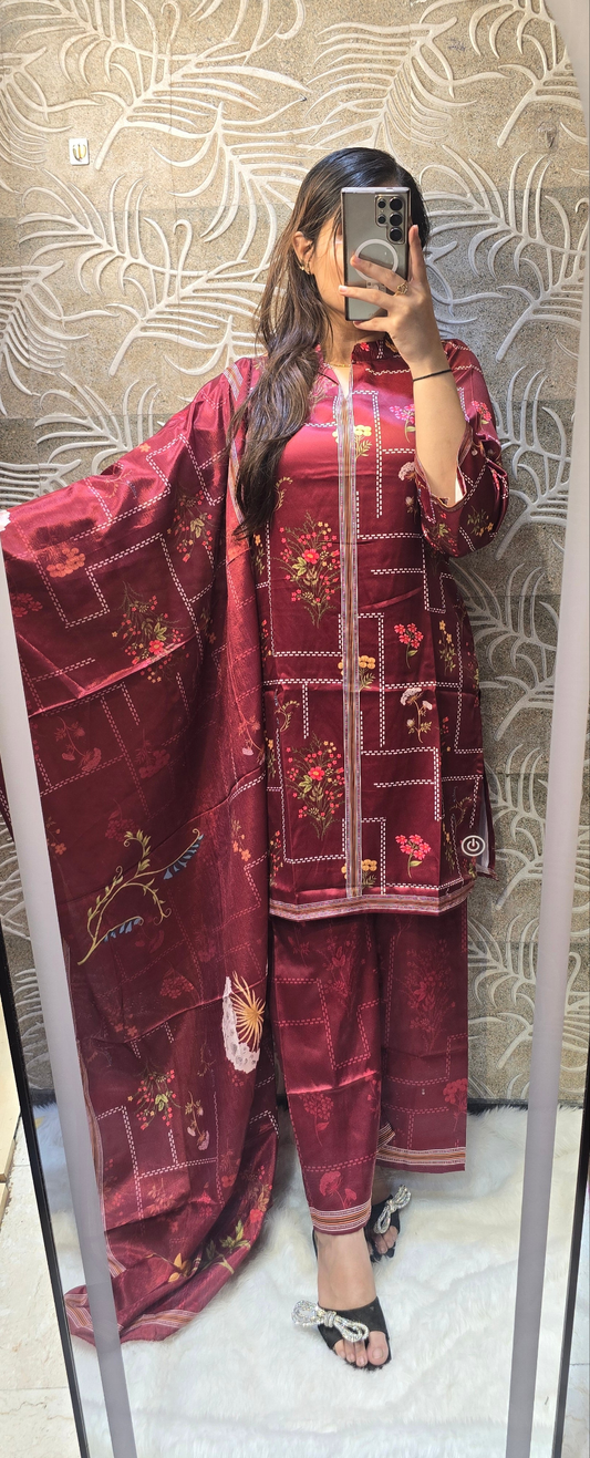 CRIMSON GLOW (Japan satin 2 pc cord set )