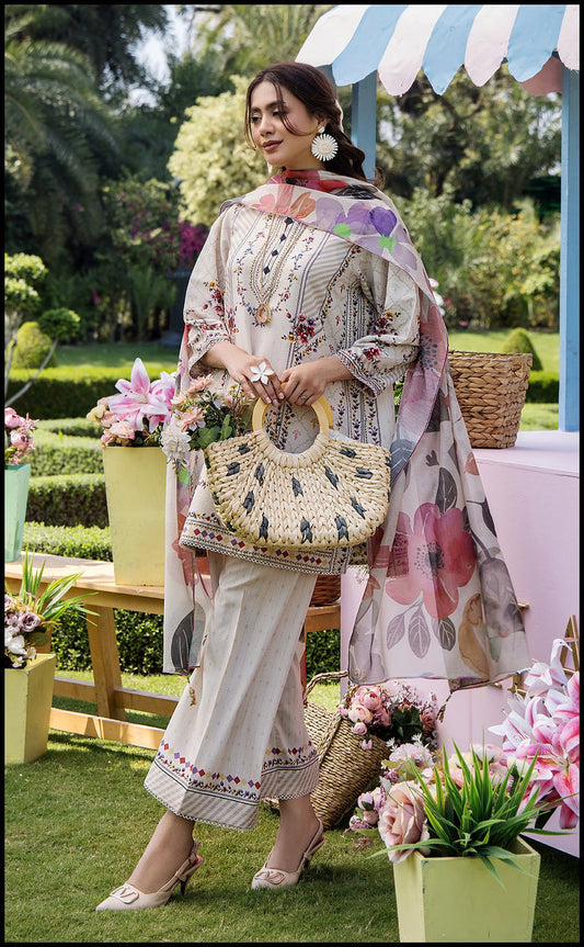 LIGHT GOLDEN BLOOM PAKISTANI 3PC SET WITH DUPATTA | AMINAH DESIGNS Aminah Designs