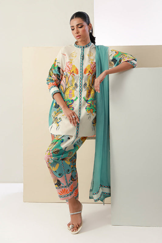 MULTI COLOR FARSHI SHALWAR PAKISTANI 3 PC PRINTED SET WITH DUPATTA | AMINAH DESIGNS Aminah Designs