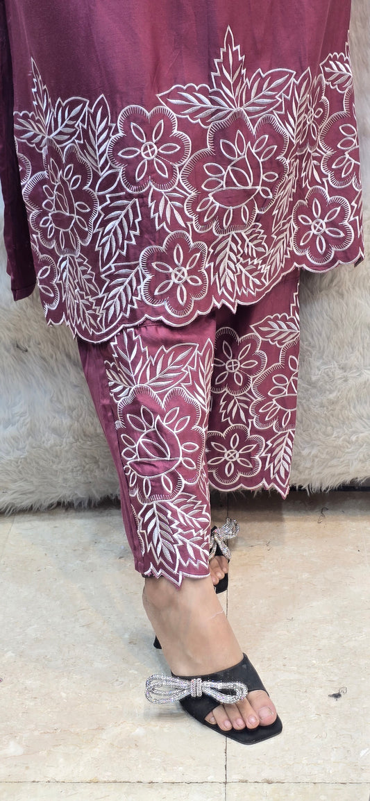 Pure Giza cotton 2 pc embroidery cord set