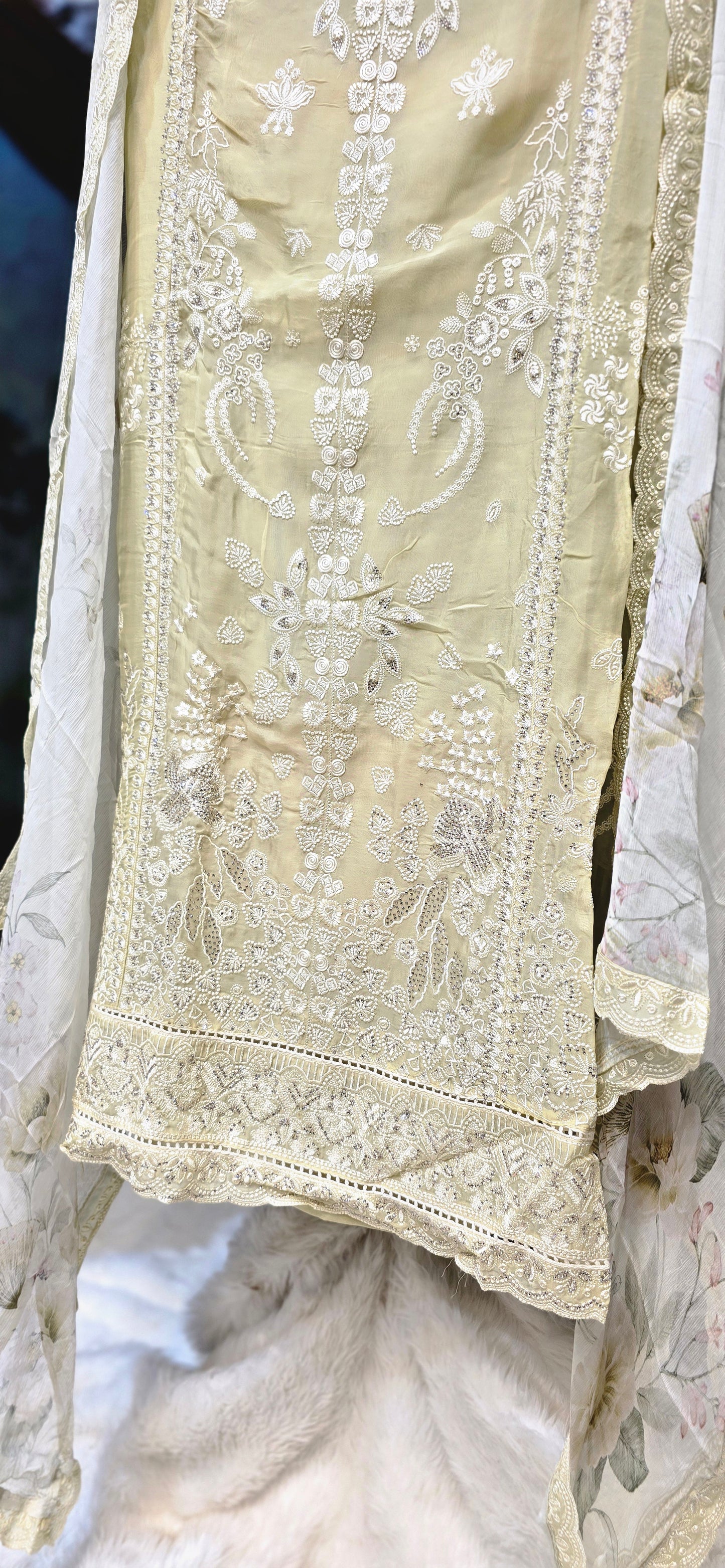 MUSTARD COLOR 3 PC SET UNSTITCHED FULLY EMBROIDERED WITH DUPATTA