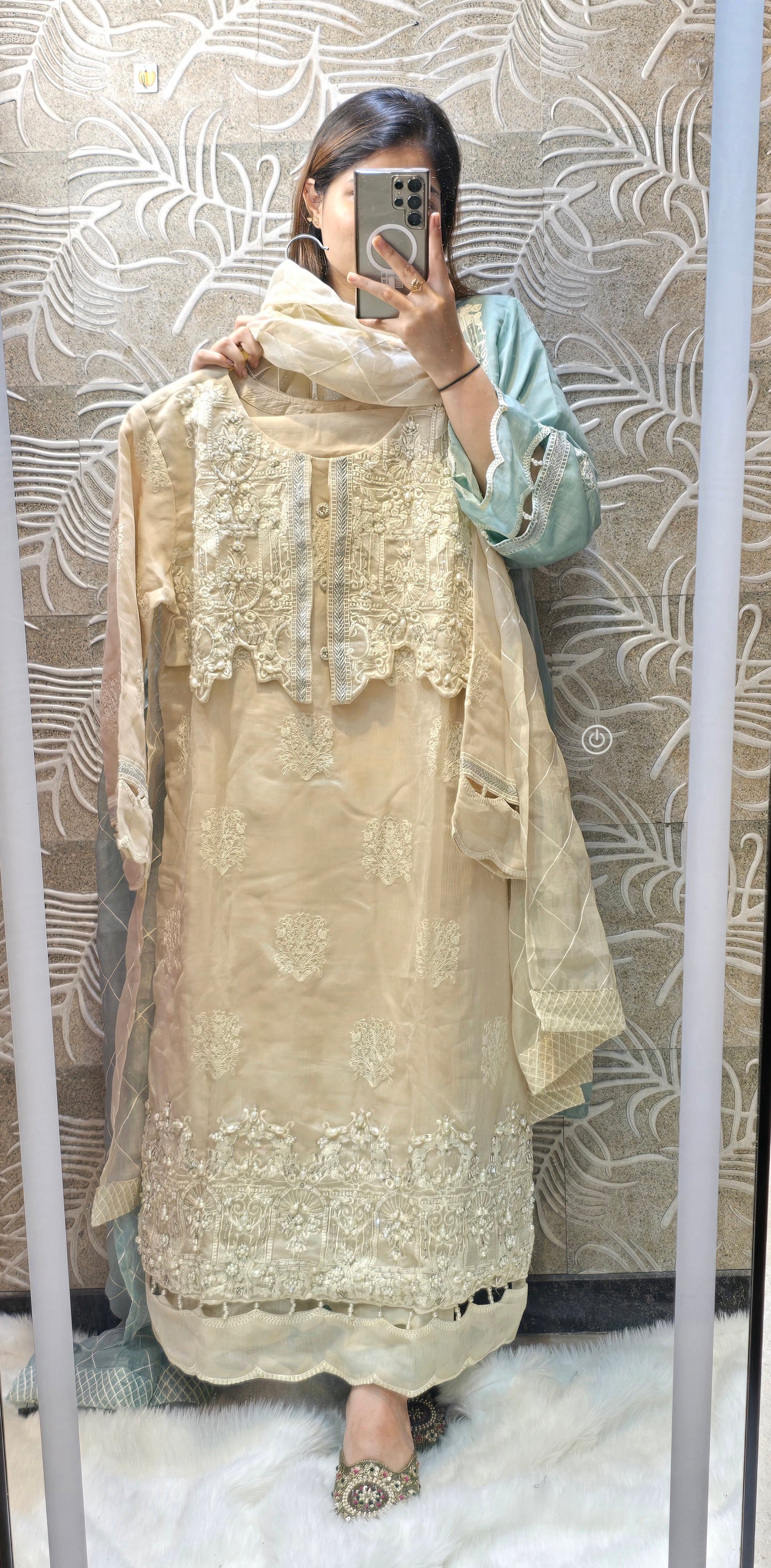 JACKET STYLE 3 PC READYTOWEAR FULLY EMBROIDERED PAKISTANI DESIGN