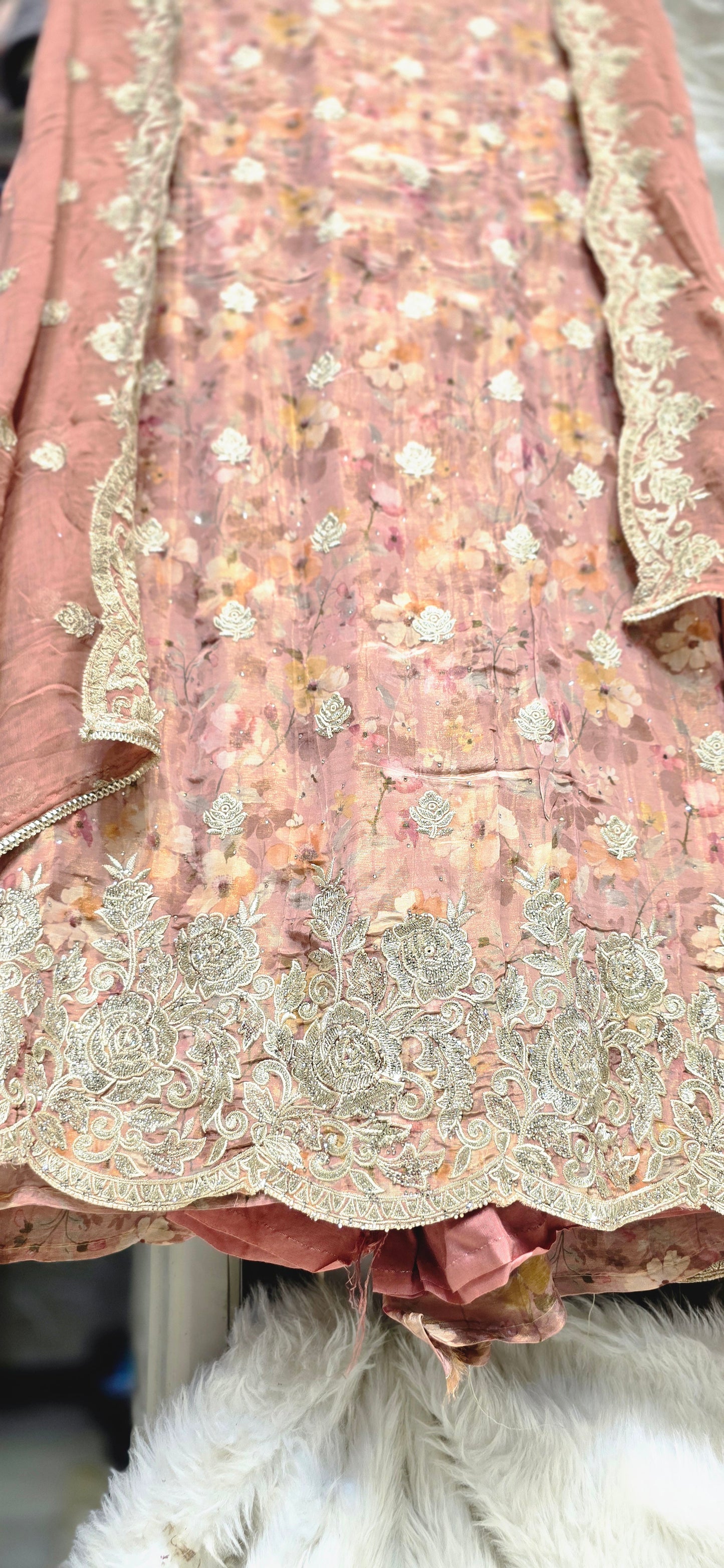 BEAUTIFUL SHADE 3 PC UNSTITCHED DRESS WITH HEAVY EMBROIDERY ON TOP AND DUPATTA