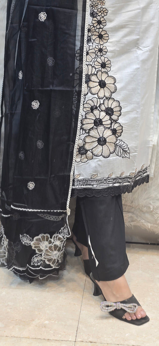 WHITE AND BLACK OUTFIT 3 PC READYTOWEAR UNDER 1500