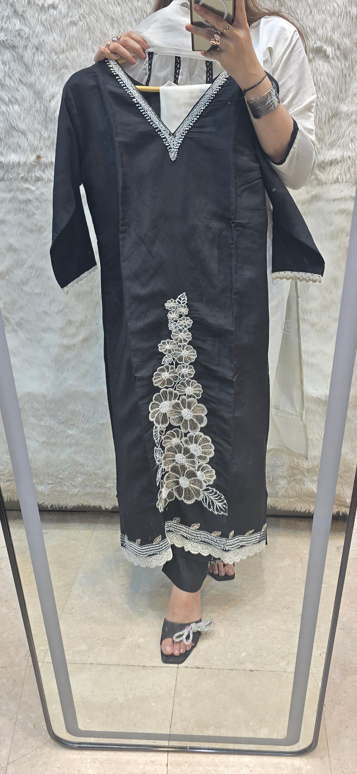 WHITE AND BLACK OUTFIT 3 PC READYTOWEAR UNDER 1500