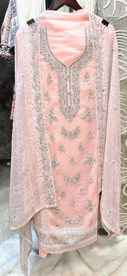 3 PC EXCLUSIVE SET UNSTITCHED WITH BEAUTIFUL HEAVY EMBROIDERY