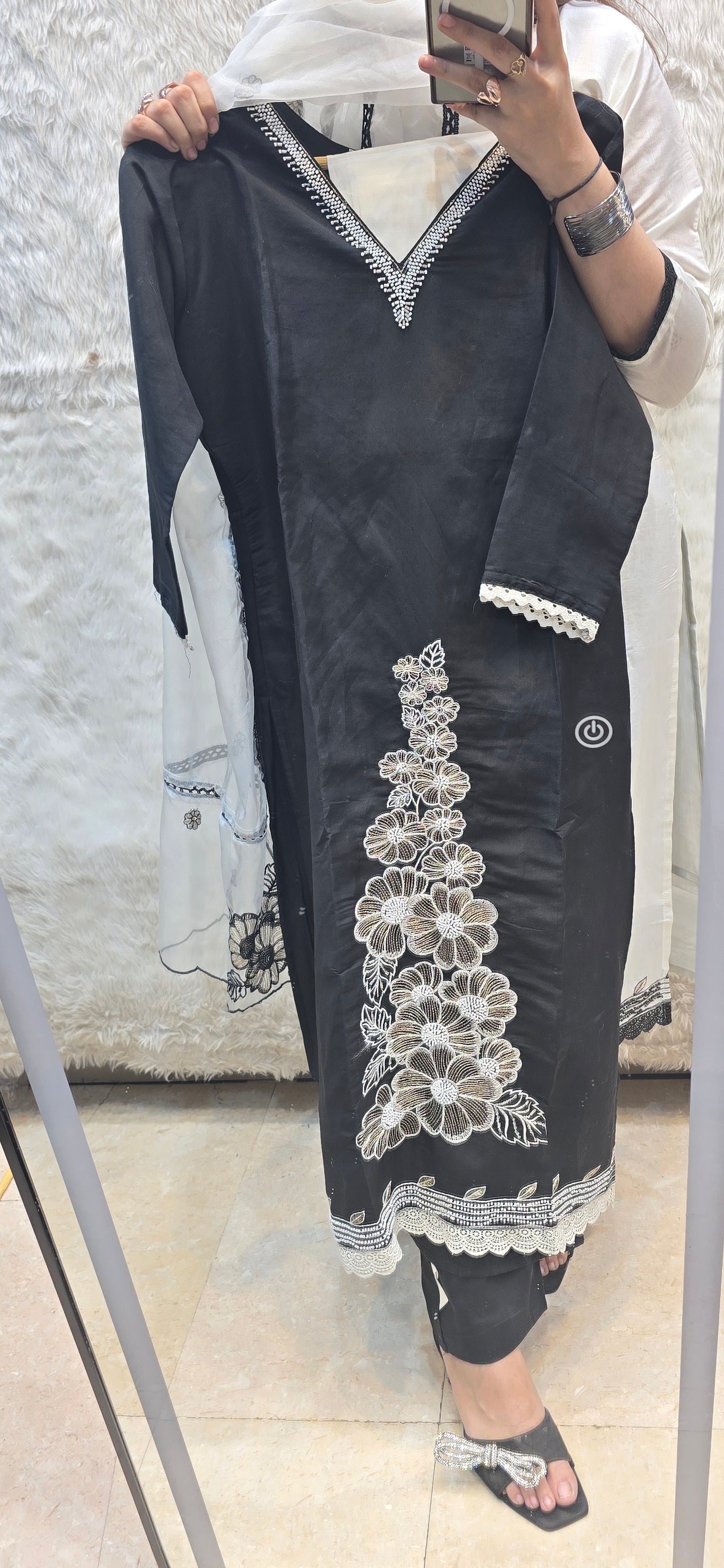 WHITE AND BLACK OUTFIT 3 PC READYTOWEAR UNDER 1500