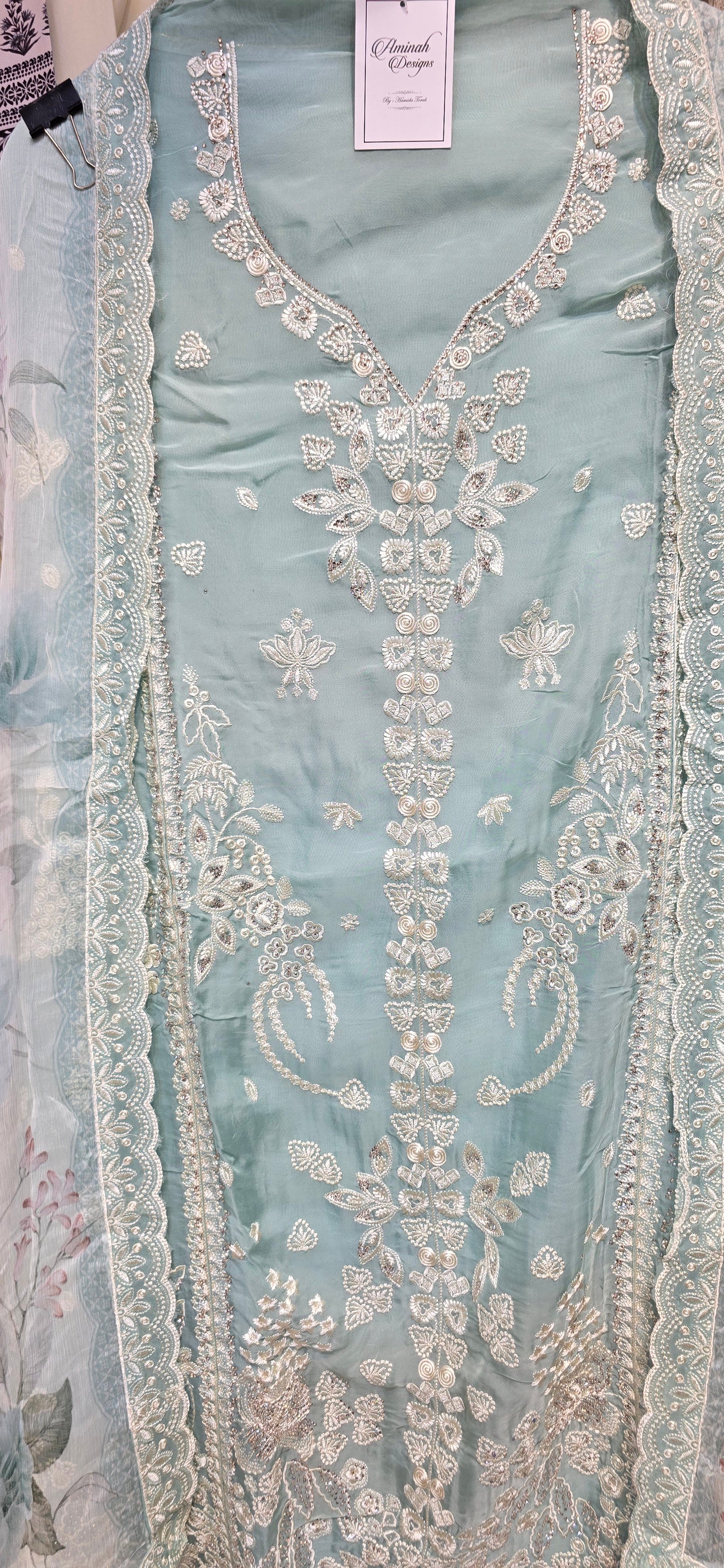 3 PC SEMI STITCHED FULLY EMBROIDERED DRESS WITH PURE PRINTED DUPATTA