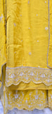 HALDI SPECIAL YELLOW 3 PC UNSTITCHED SET FULLY EMBROIDERED DRESS