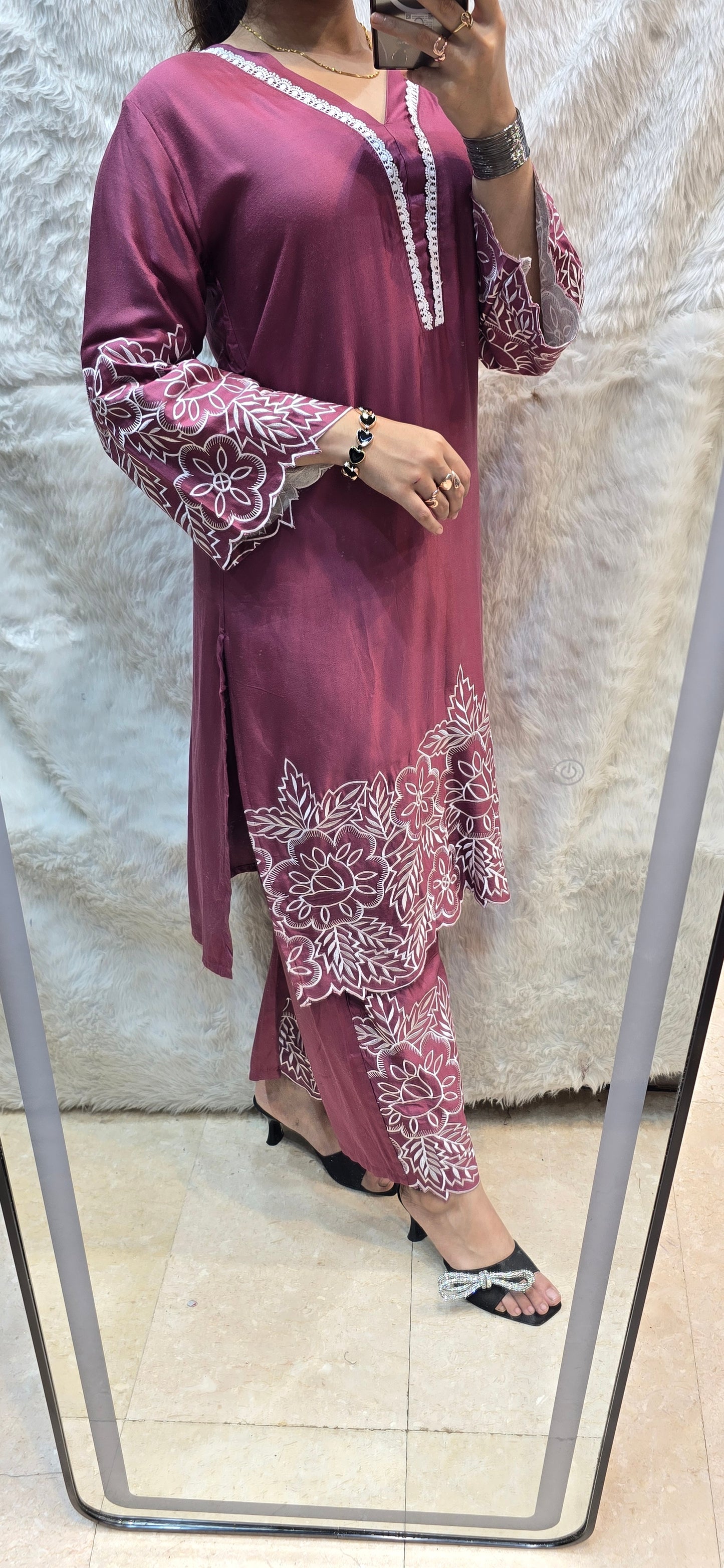 Pure Giza cotton 2 pc embroidery cord set