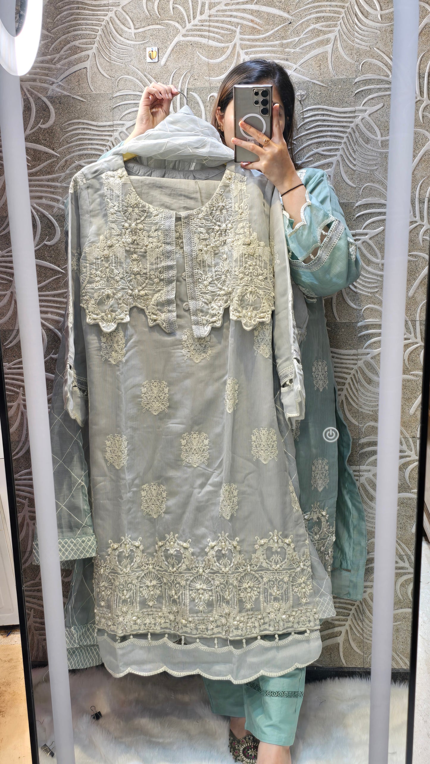 JACKET STYLE 3 PC READYTOWEAR FULLY EMBROIDERED PAKISTANI DESIGN