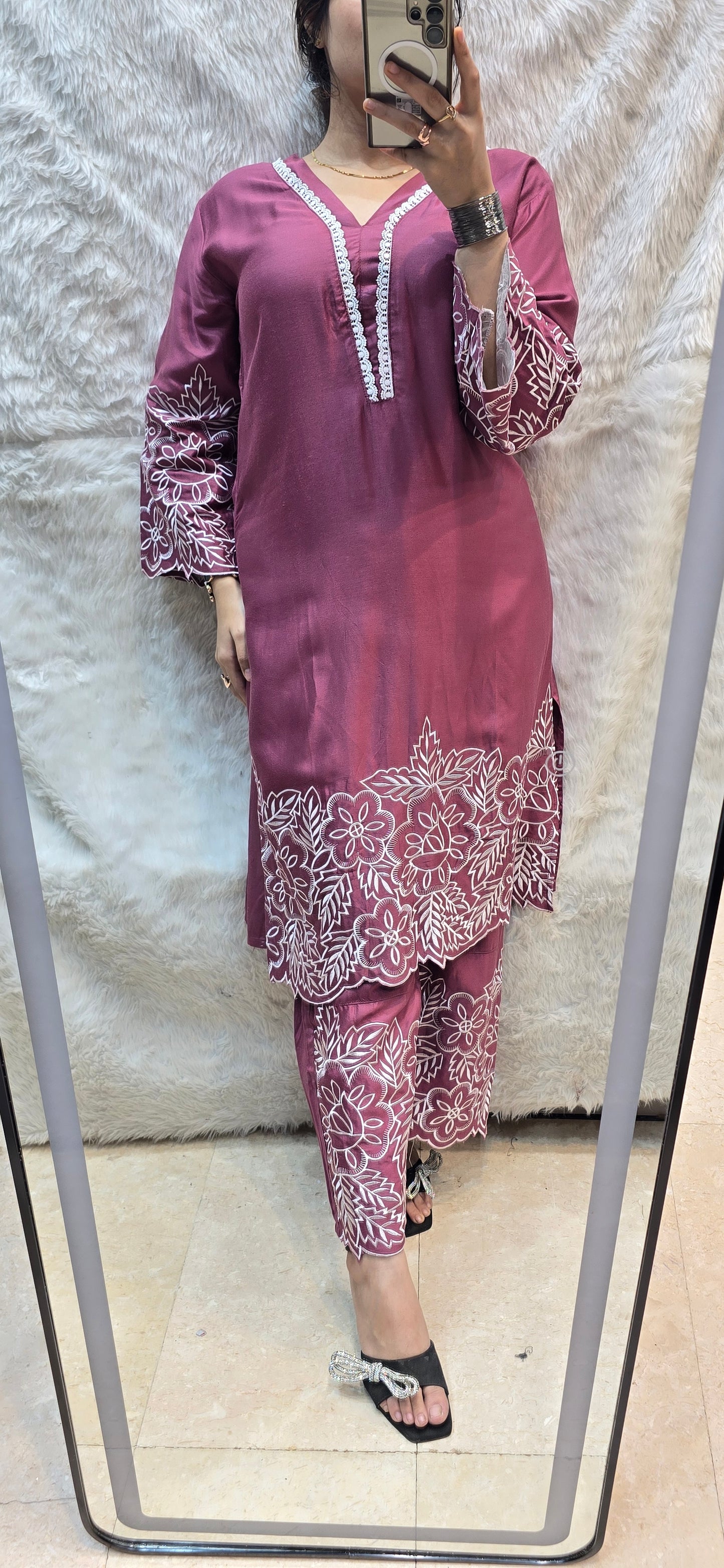 Pure Giza cotton 2 pc embroidery cord set