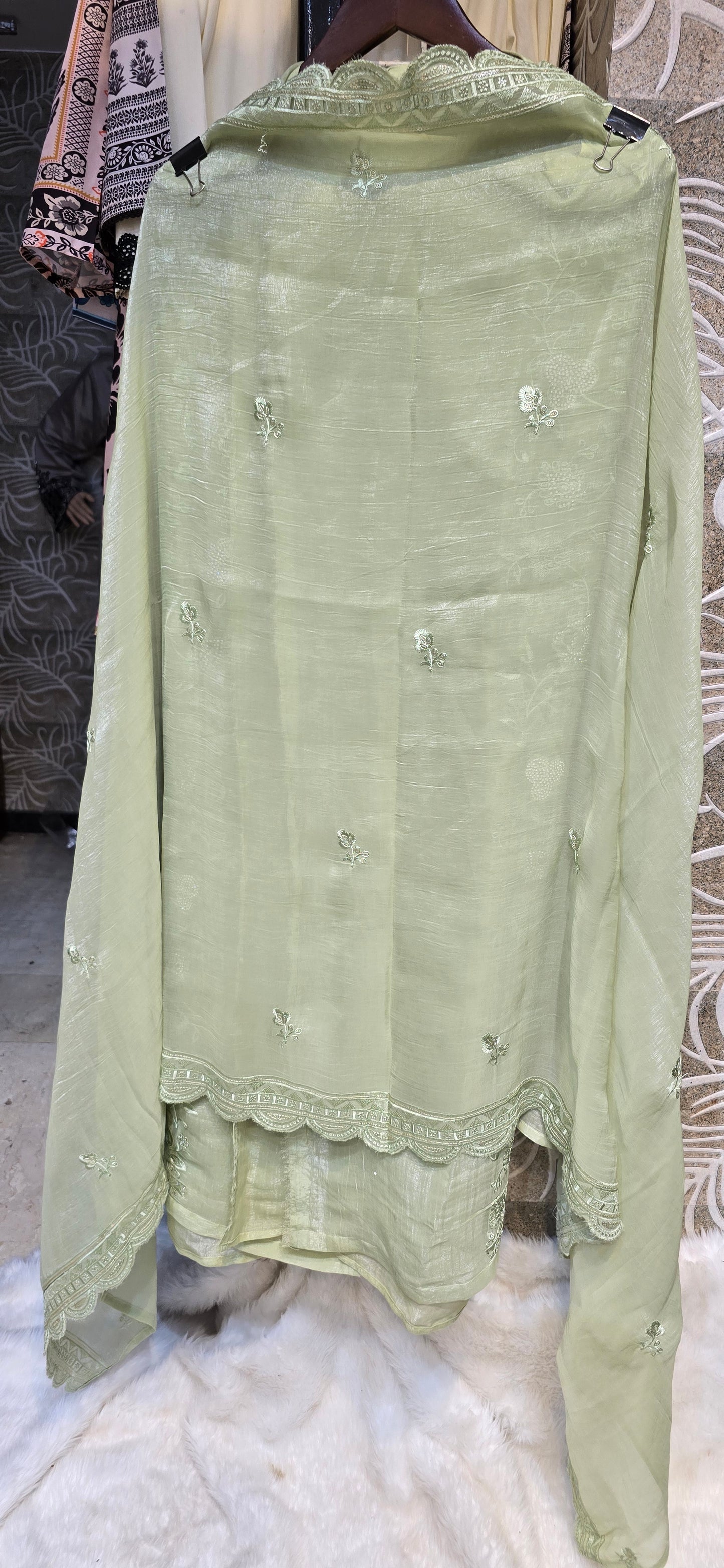 MEHENDI SPECIAL GREEN COLOR EXCLUSIVE 3 PC SET FULLY EMBROIDERED DRESS