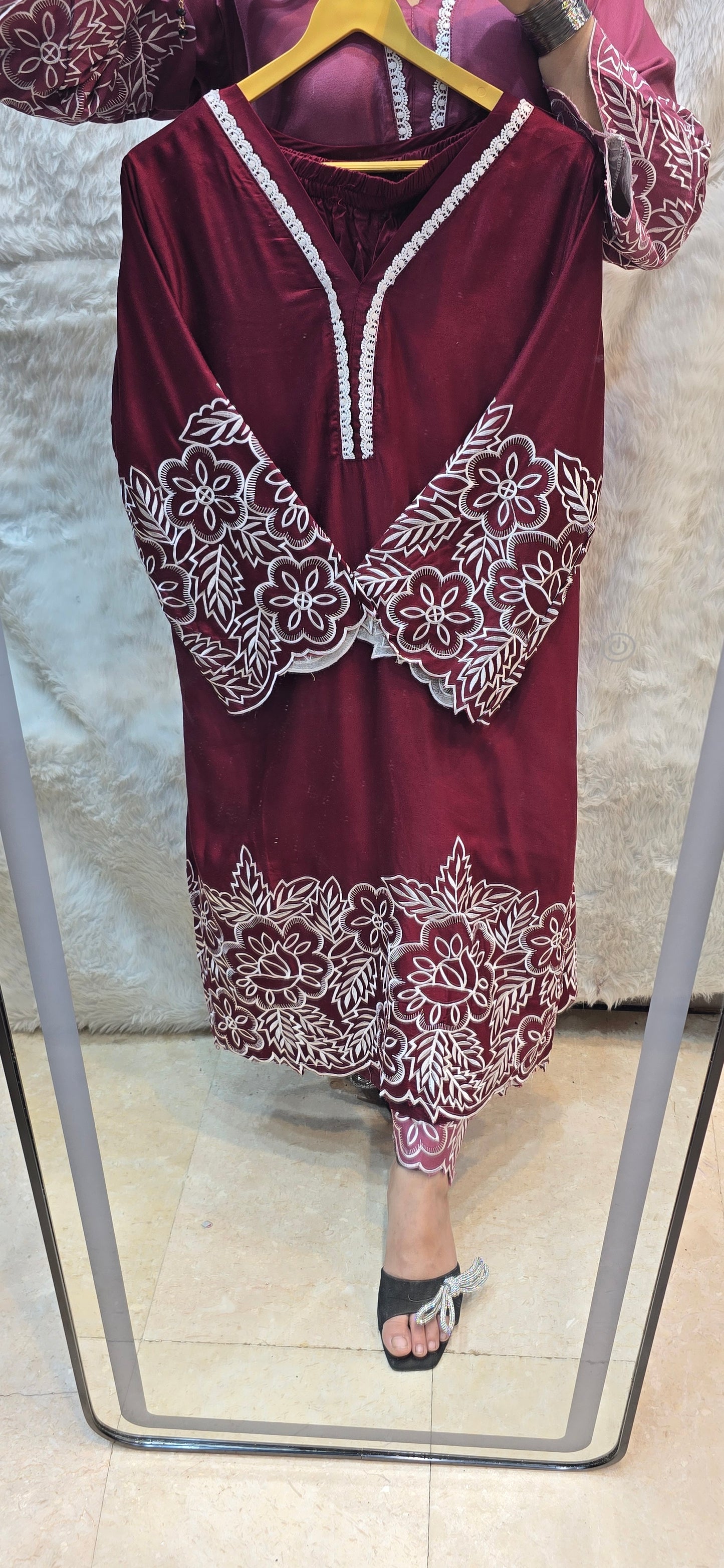 Pure Giza cotton 2 pc embroidery cord set