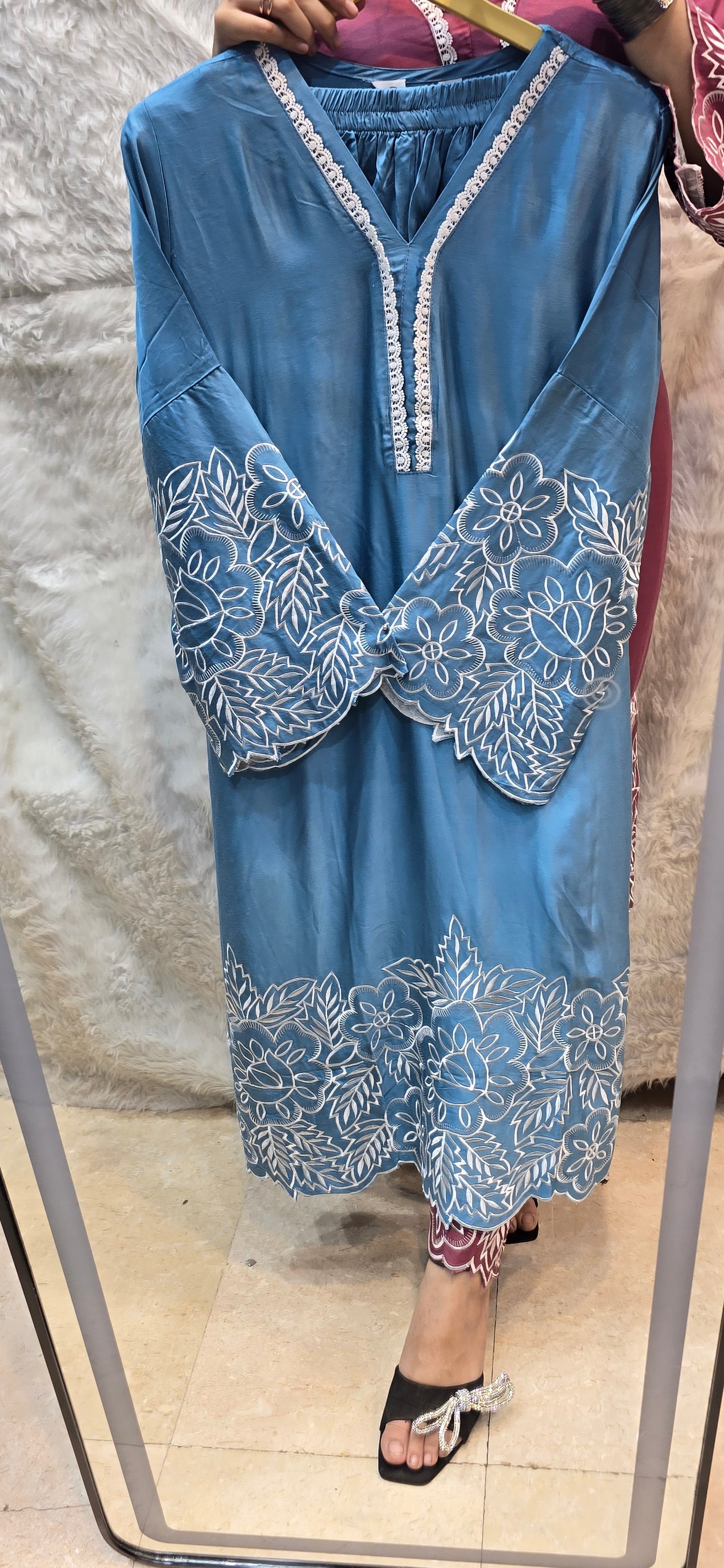 Pure Giza cotton 2 pc embroidery cord set