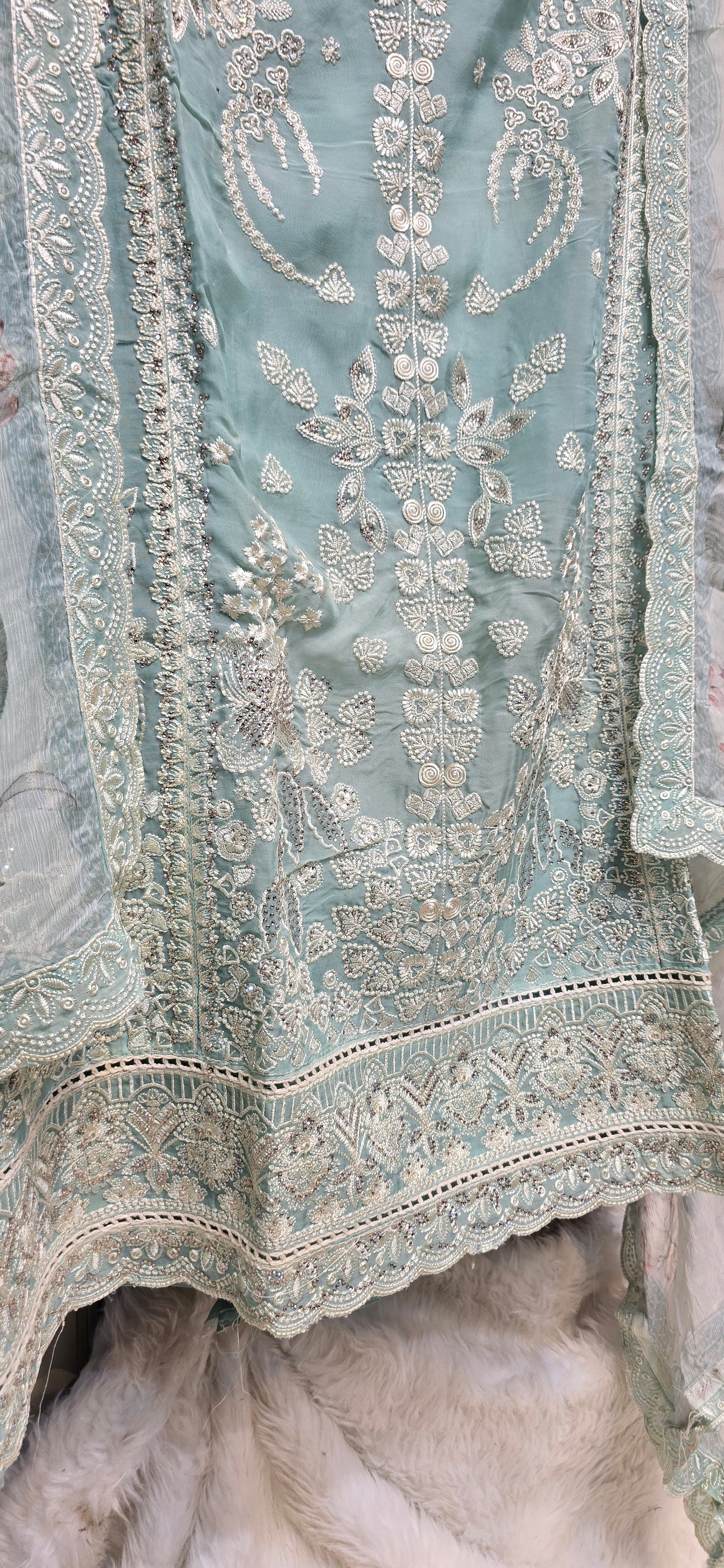 3 PC SEMI STITCHED FULLY EMBROIDERED DRESS WITH PURE PRINTED DUPATTA