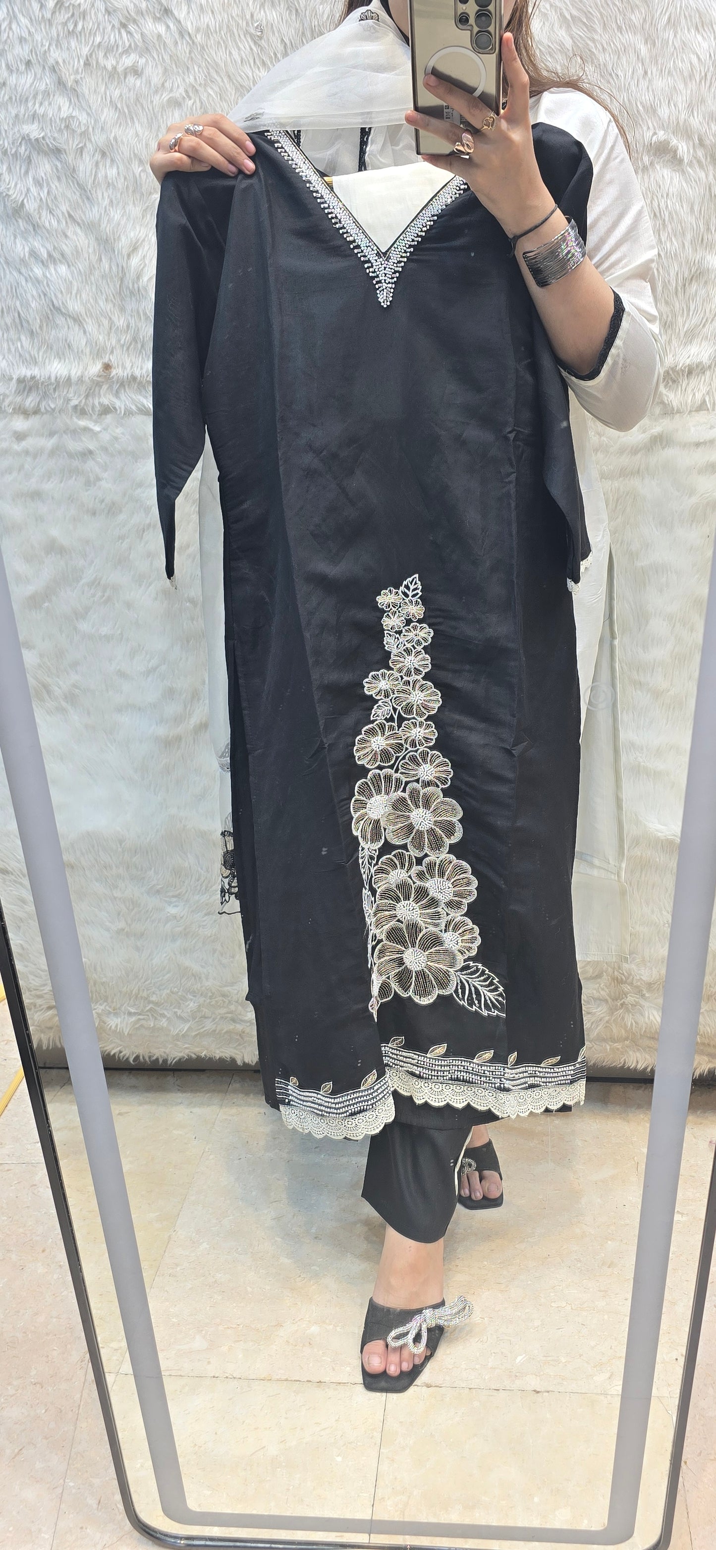 WHITE AND BLACK OUTFIT 3 PC READYTOWEAR UNDER 1500