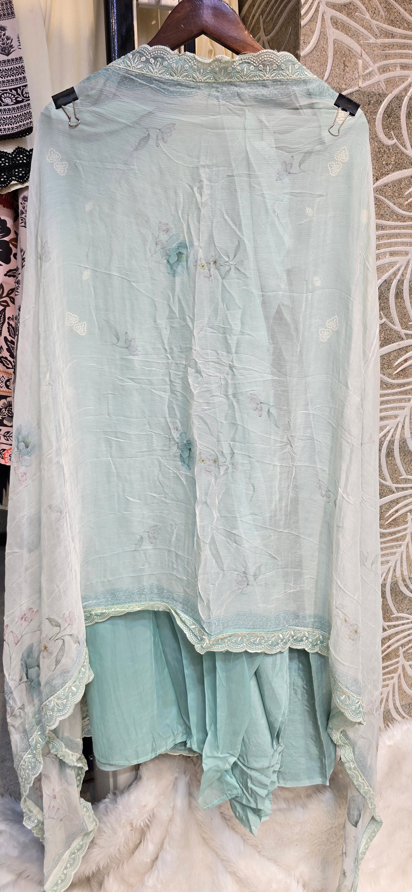 3 PC SEMI STITCHED FULLY EMBROIDERED DRESS WITH PURE PRINTED DUPATTA
