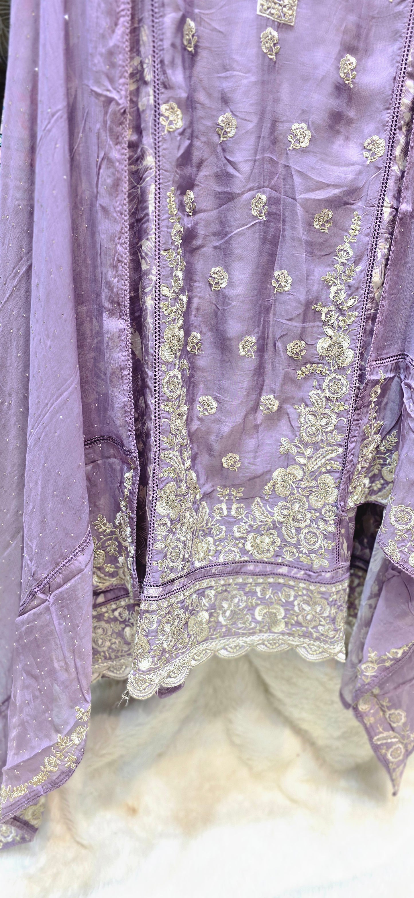 PURPLE EMBROIDERED 3 PC SET UNSTITCHED WITH DUPATTA