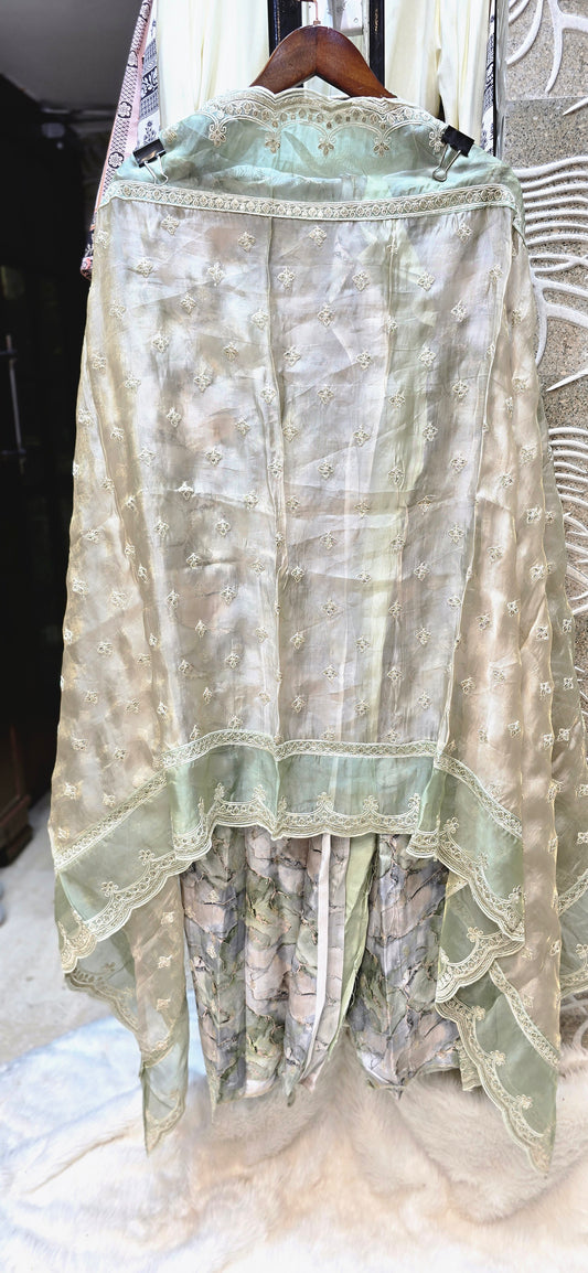 MULTICOLOR 3 PC HEAVY EMBROIDERED UNSTITCHED DRESS IN LUXURY IMPORTED FABRIC