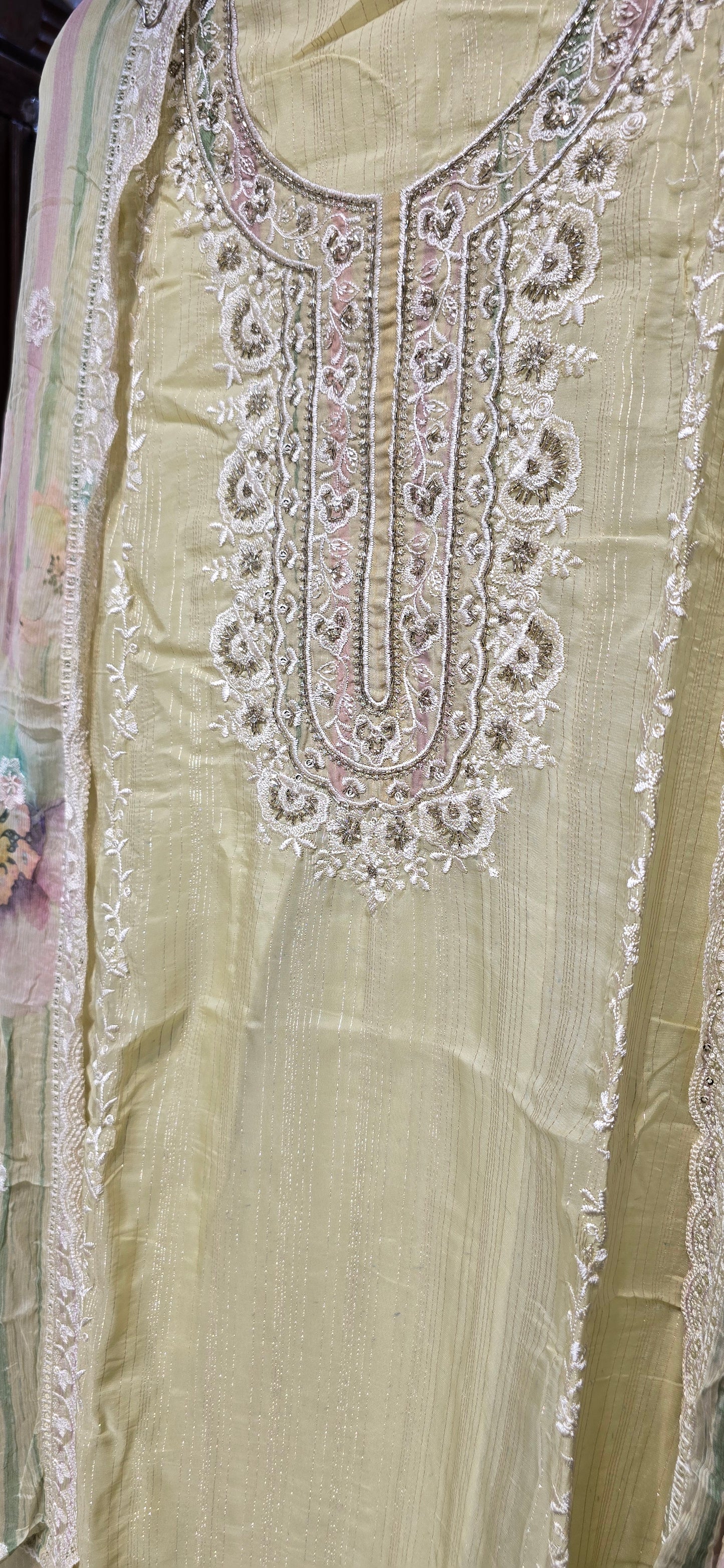 MUSTARD COLOR 3 PC SET UNSTITCHED FULLY EMBROIDERED WITH DUPATTA