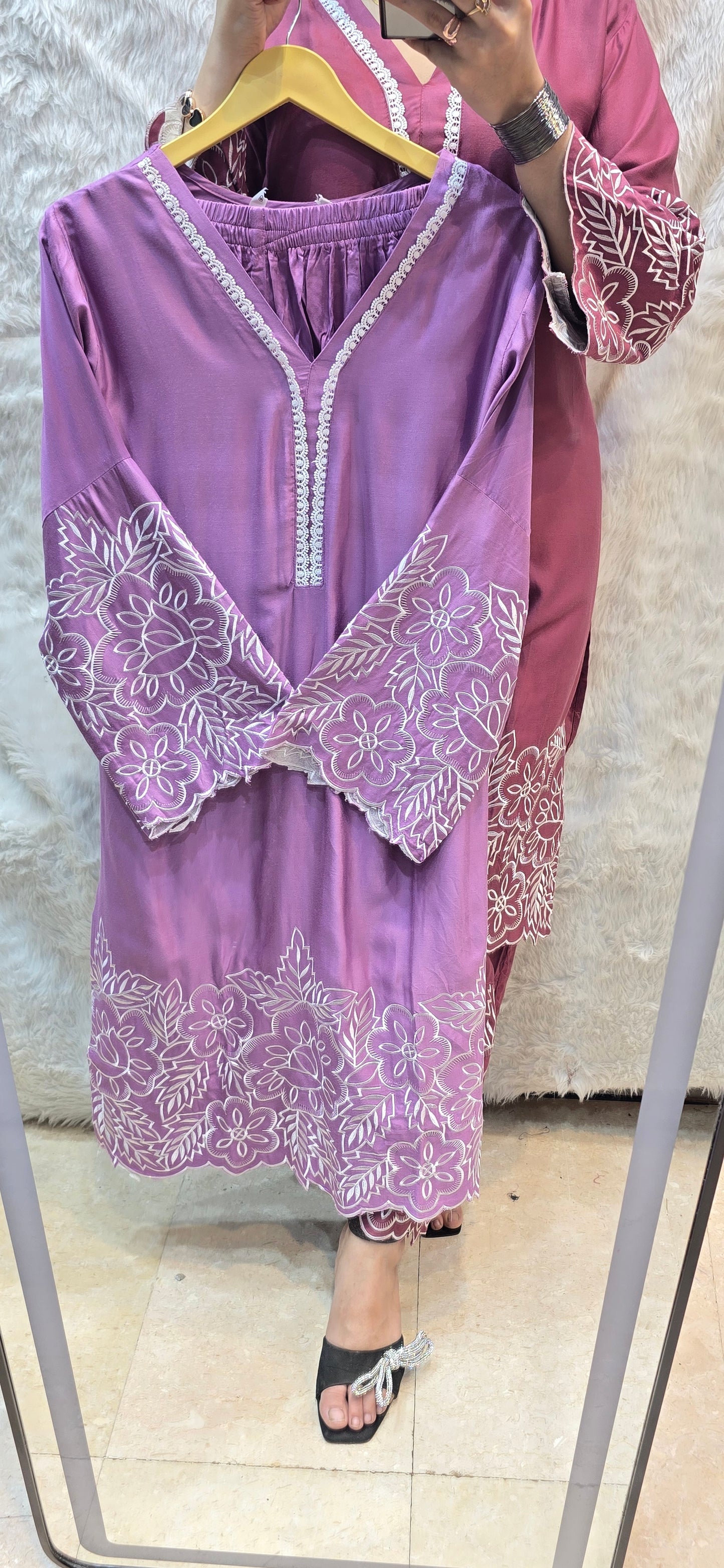 Pure Giza cotton 2 pc embroidery cord set