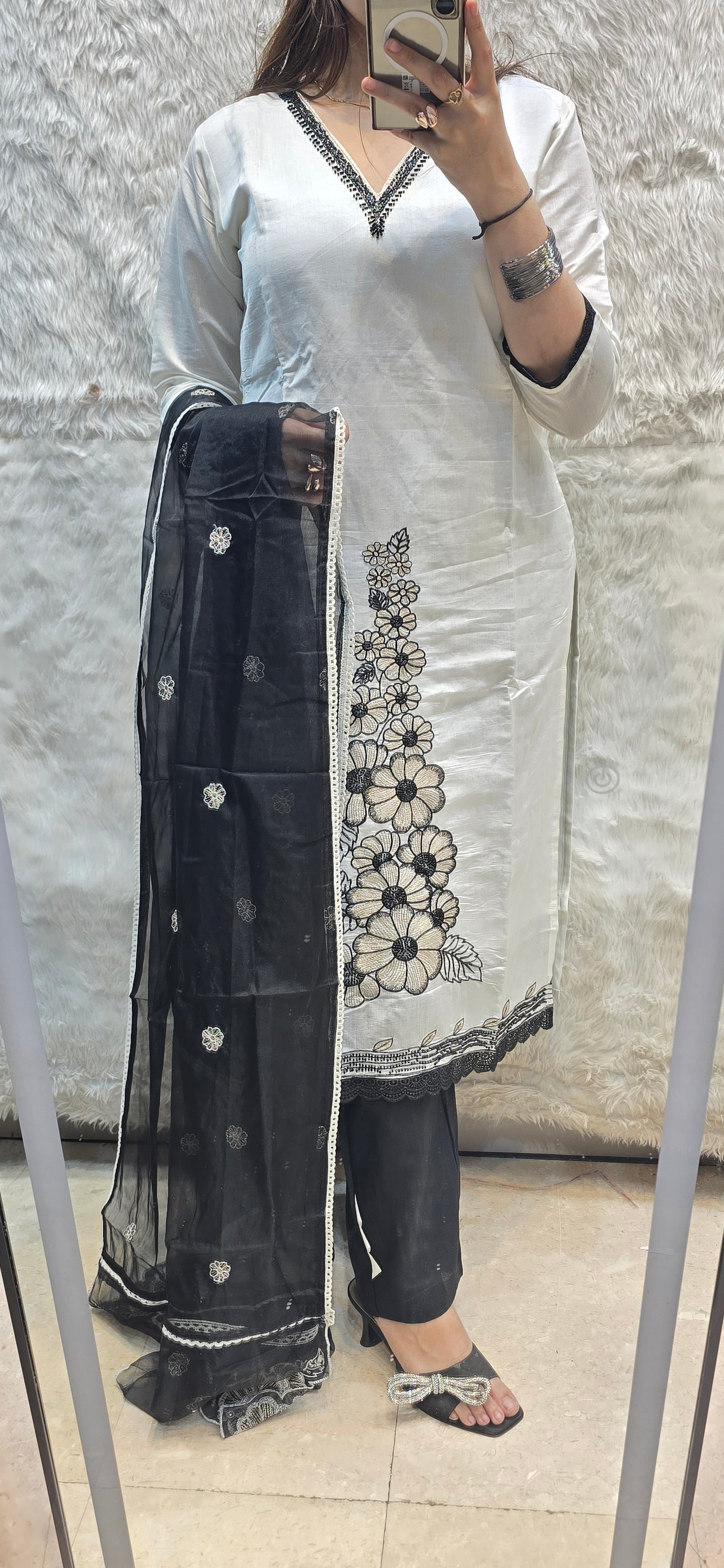 WHITE AND BLACK OUTFIT 3 PC READYTOWEAR UNDER 1500