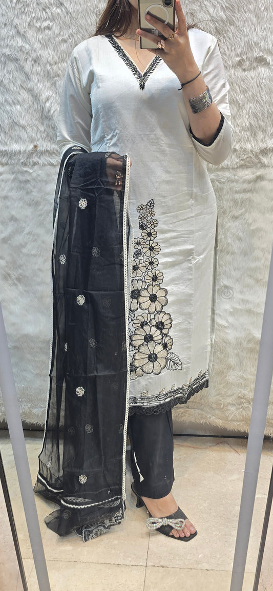 WHITE AND BLACK OUTFIT 3 PC READYTOWEAR UNDER 1500