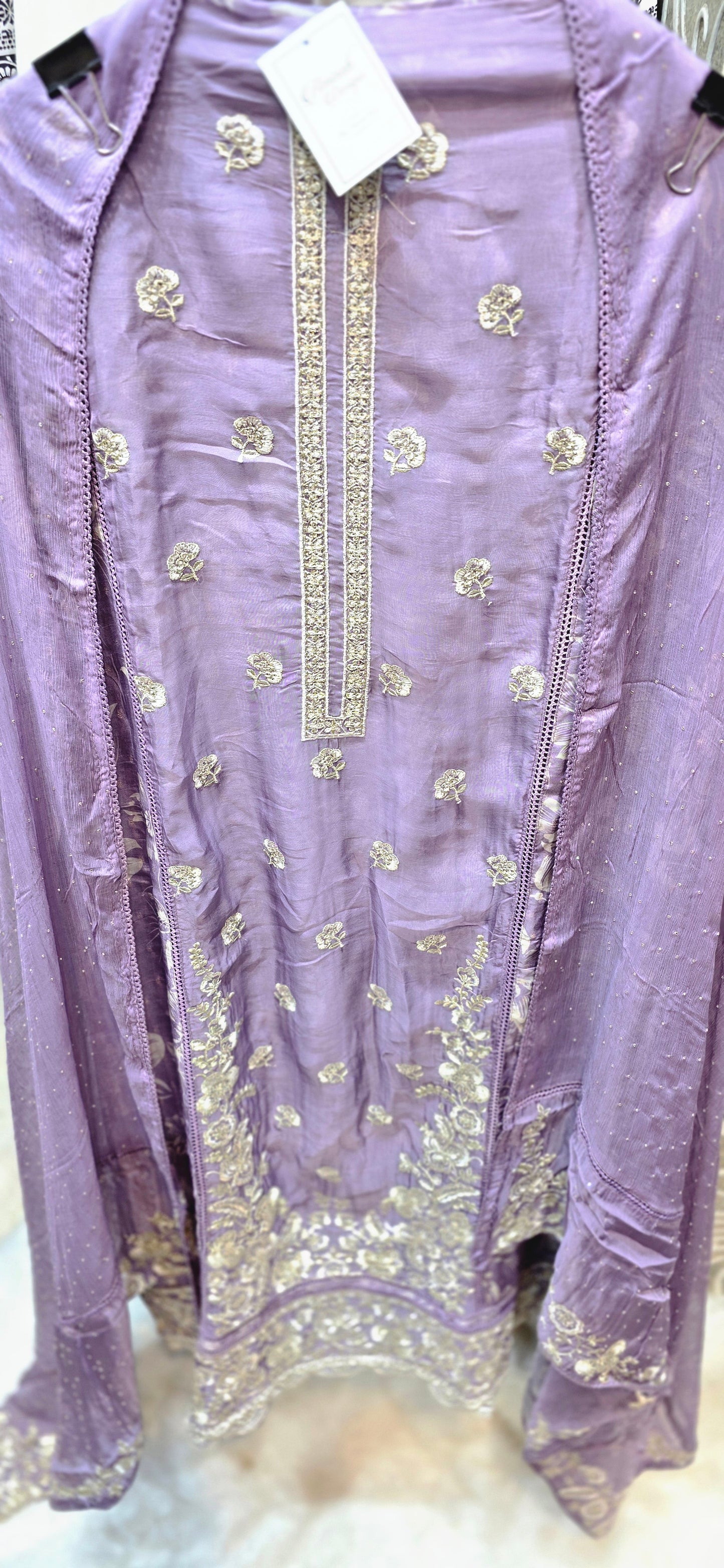 PURPLE EMBROIDERED 3 PC SET UNSTITCHED WITH DUPATTA
