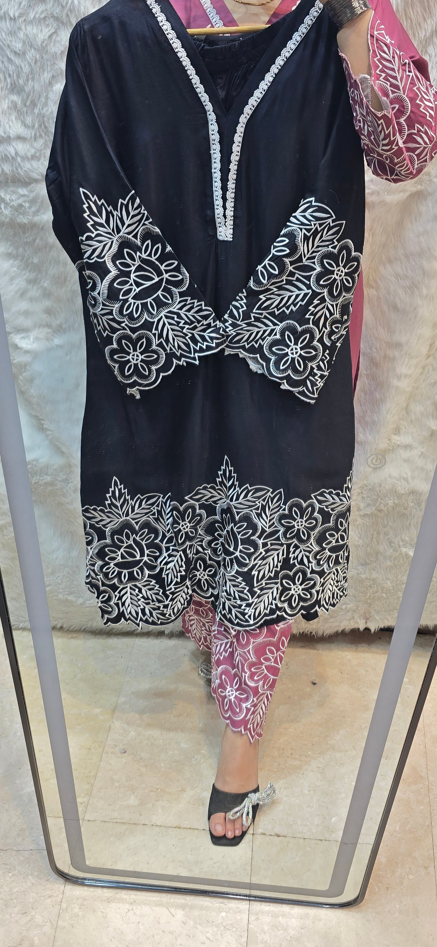 Pure Giza cotton 2 pc embroidery cord set