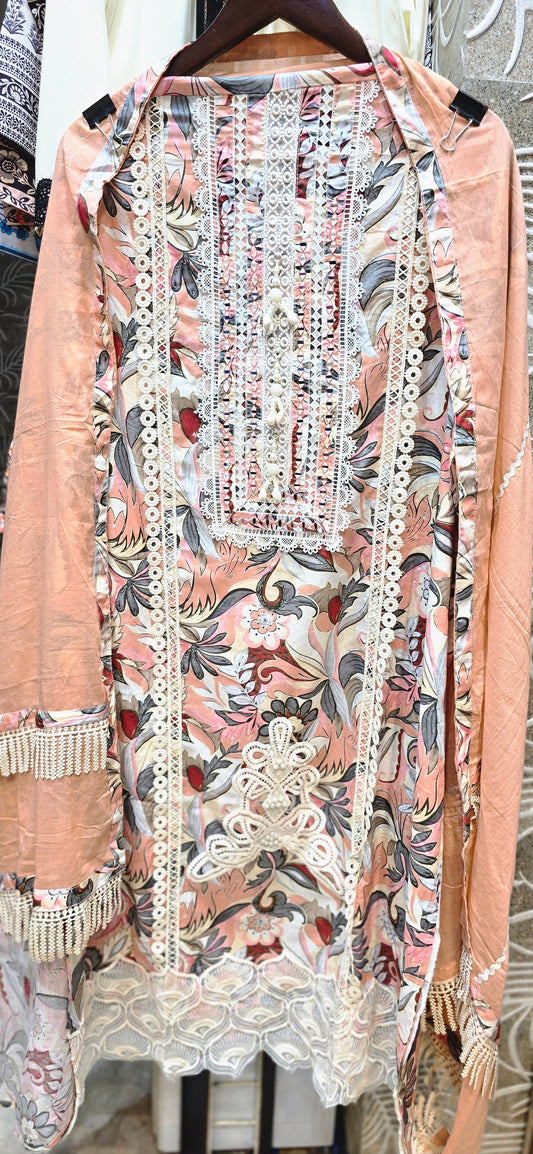 PURE COTTON DESIGNER DRESSES 3 PC SUIT