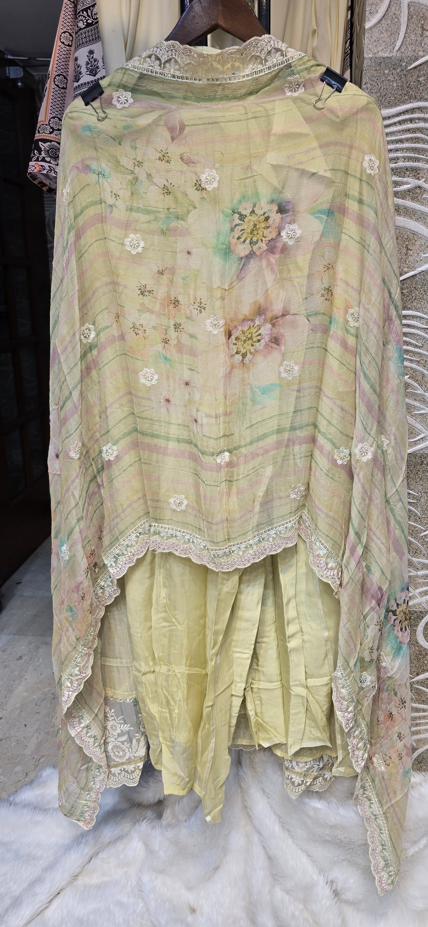 MUSTARD COLOR 3 PC SET UNSTITCHED FULLY EMBROIDERED WITH DUPATTA