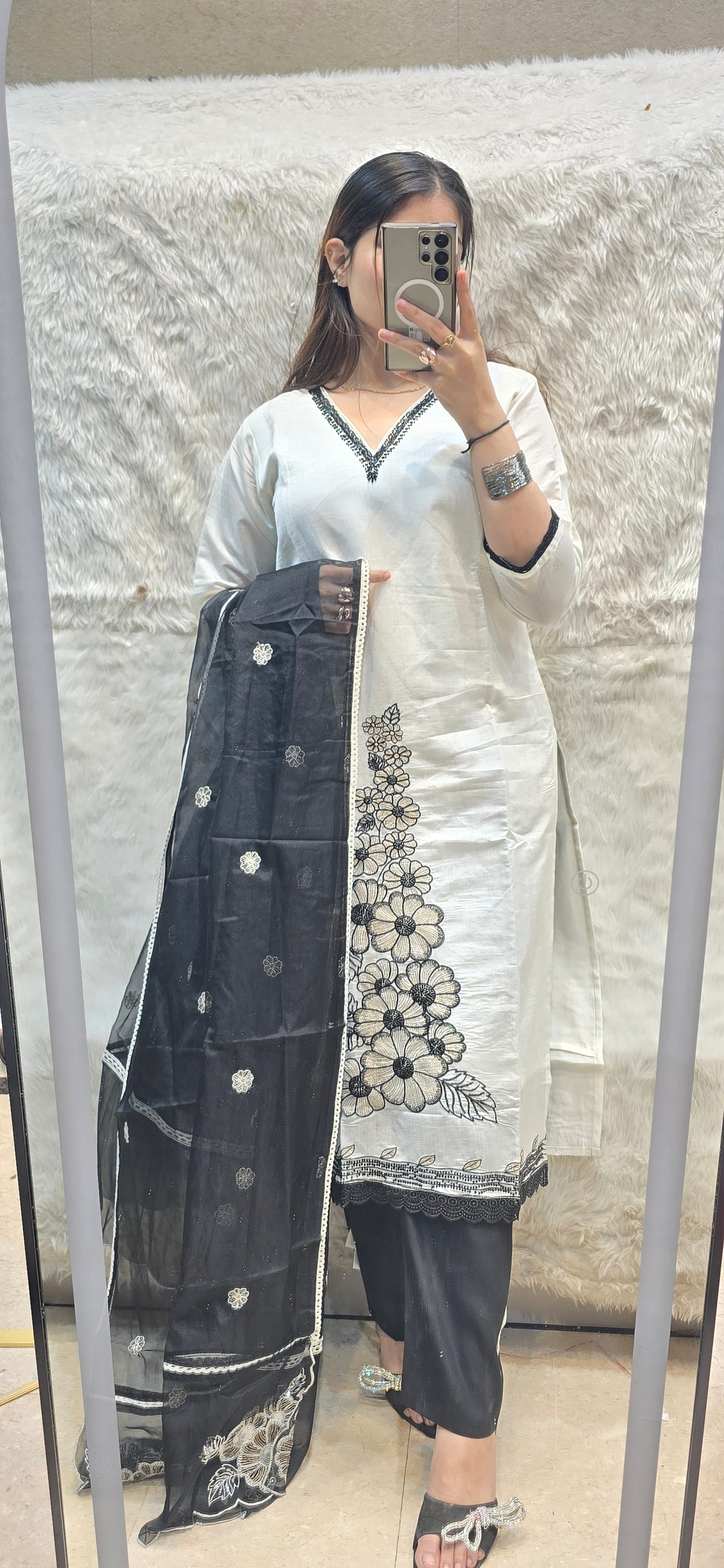 WHITE AND BLACK OUTFIT 3 PC READYTOWEAR UNDER 1500