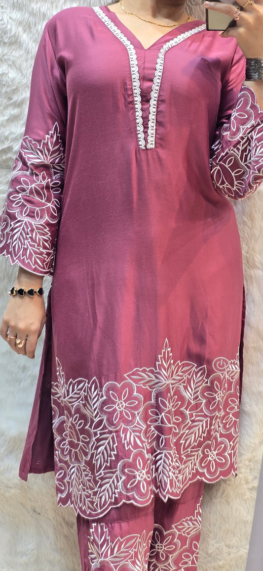 Pure Giza cotton 2 pc embroidery cord set