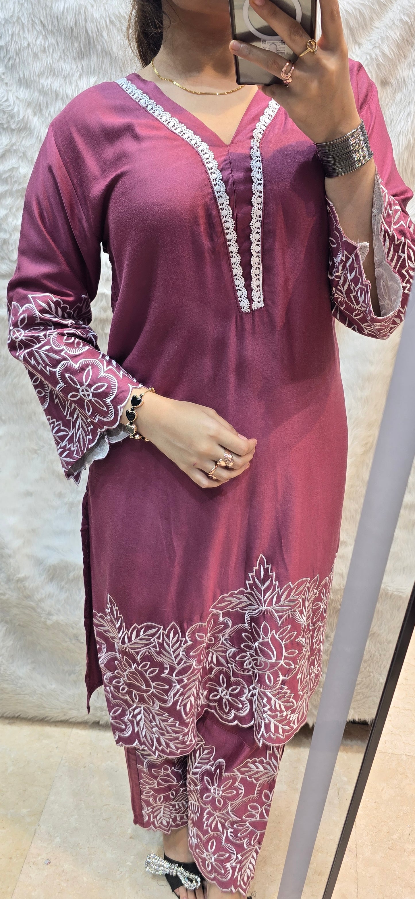 Pure Giza cotton 2 pc embroidery cord set