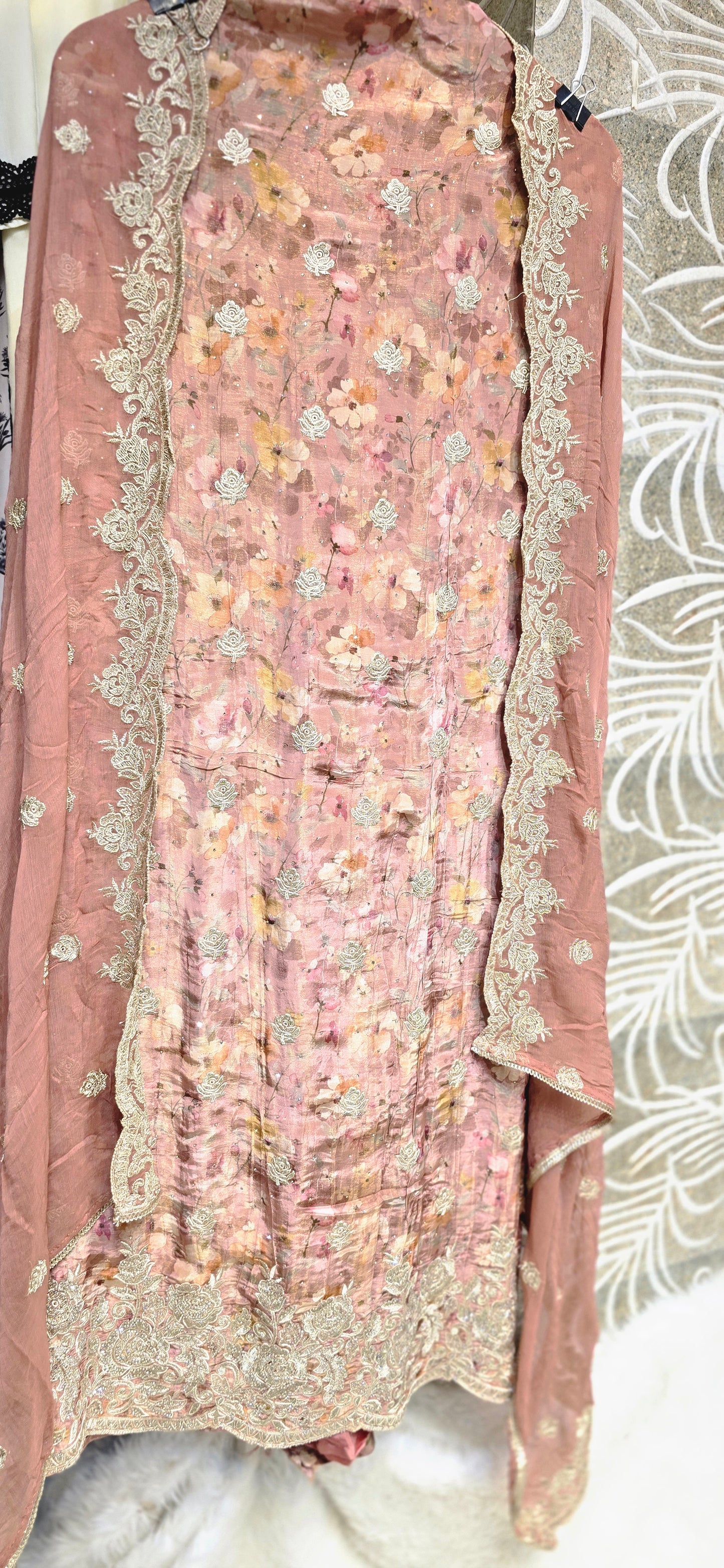 BEAUTIFUL SHADE 3 PC UNSTITCHED DRESS WITH HEAVY EMBROIDERY ON TOP AND DUPATTA