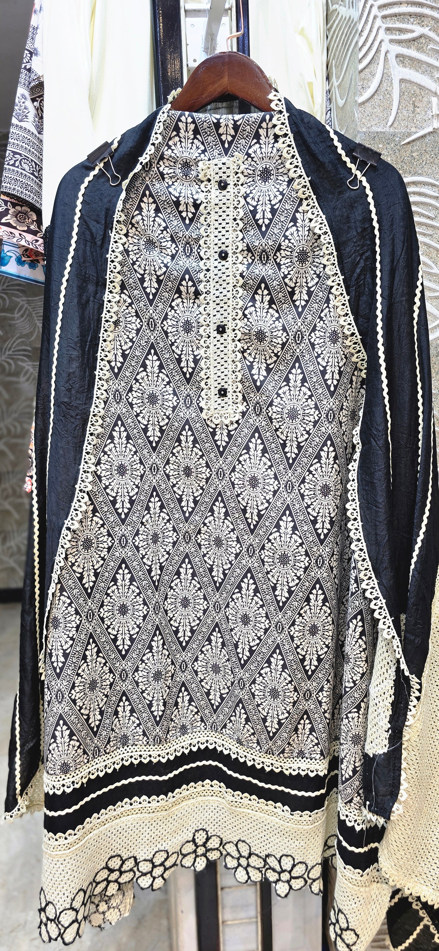 PURE COTTON DESIGNER UNSTITCHED SUITS WITH LACE WORK