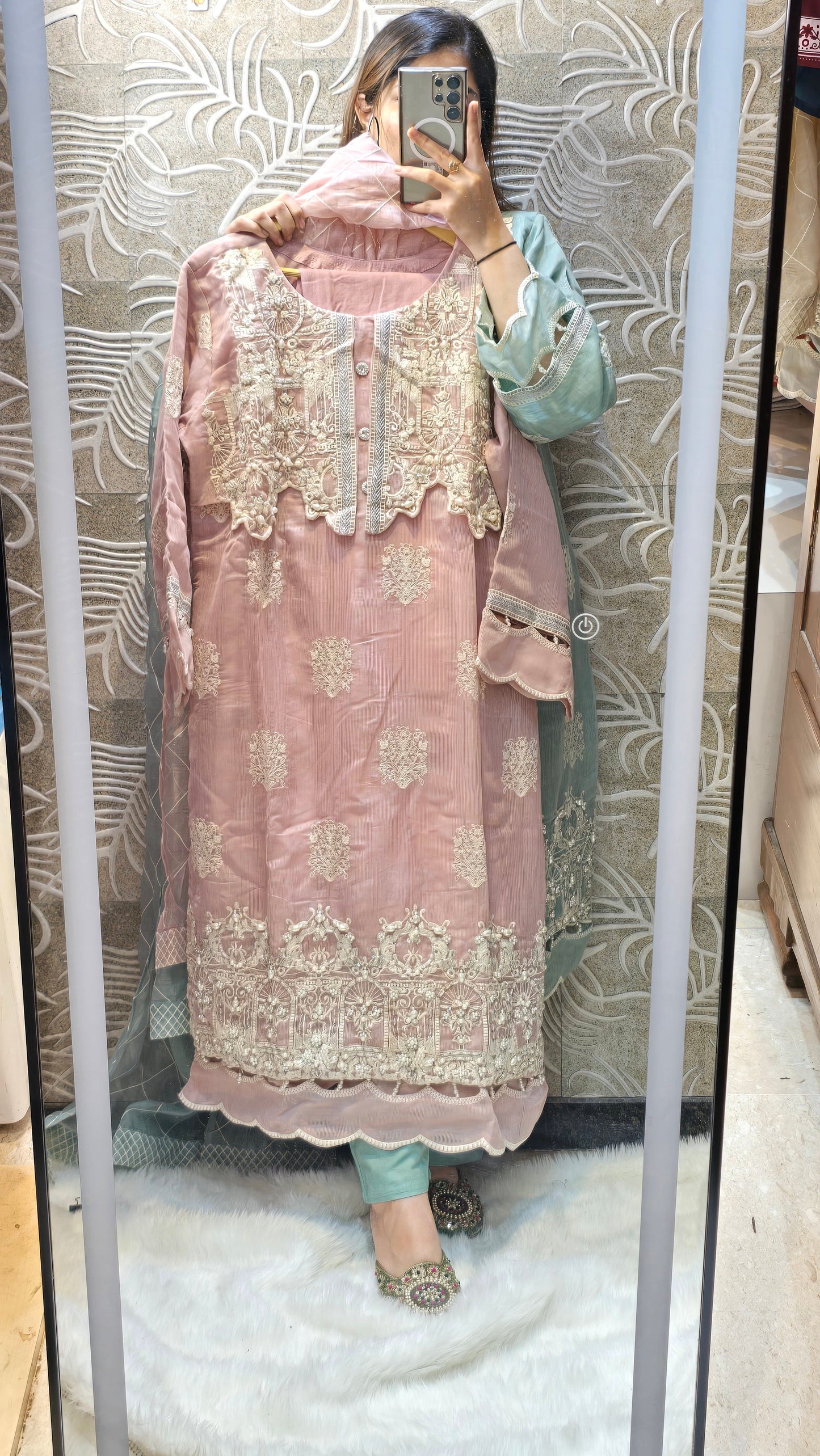 JACKET STYLE 3 PC READYTOWEAR FULLY EMBROIDERED PAKISTANI DESIGN