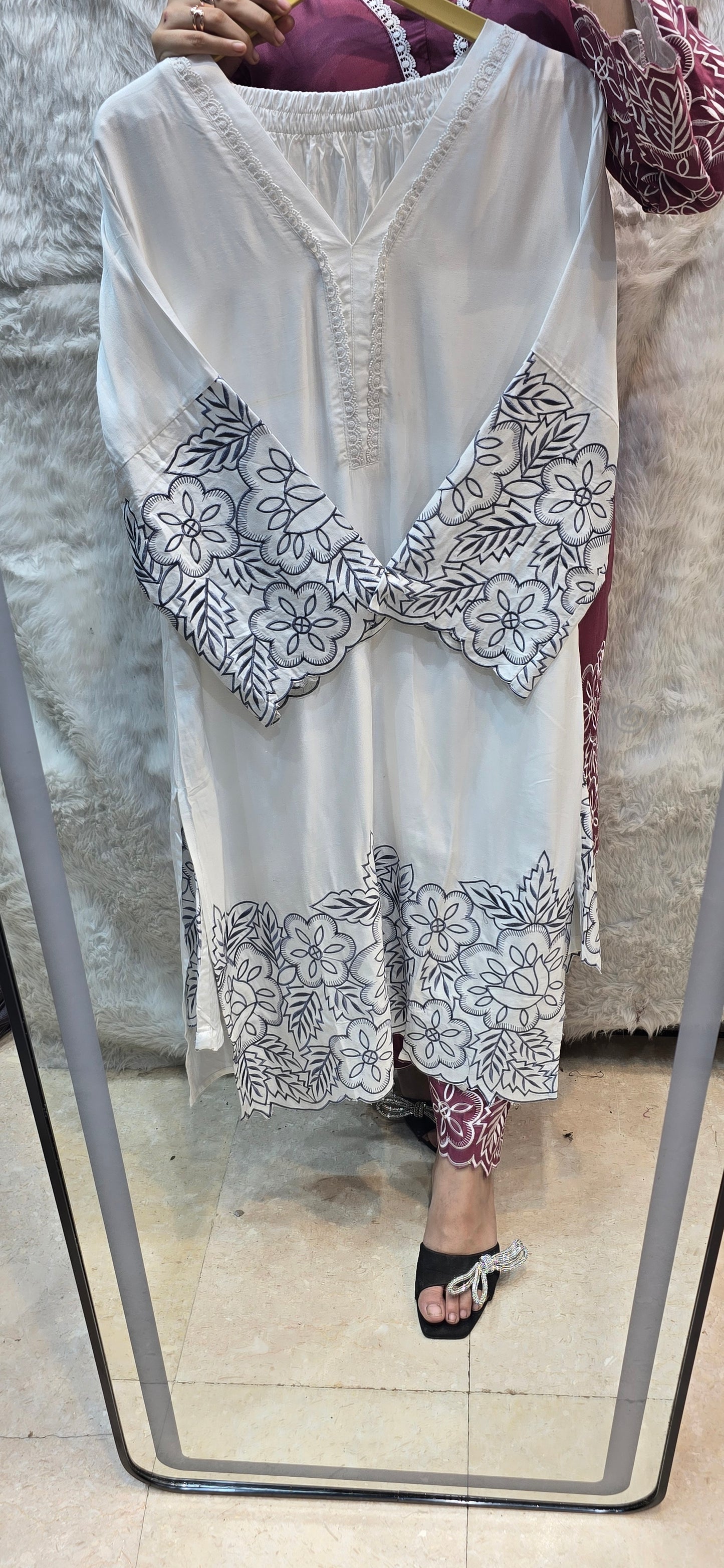 Pure Giza cotton 2 pc embroidery cord set