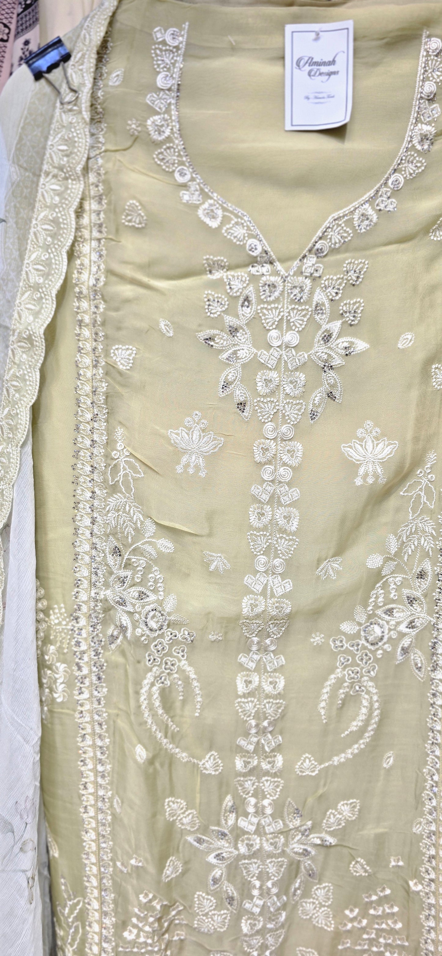 MUSTARD COLOR 3 PC SET UNSTITCHED FULLY EMBROIDERED WITH DUPATTA