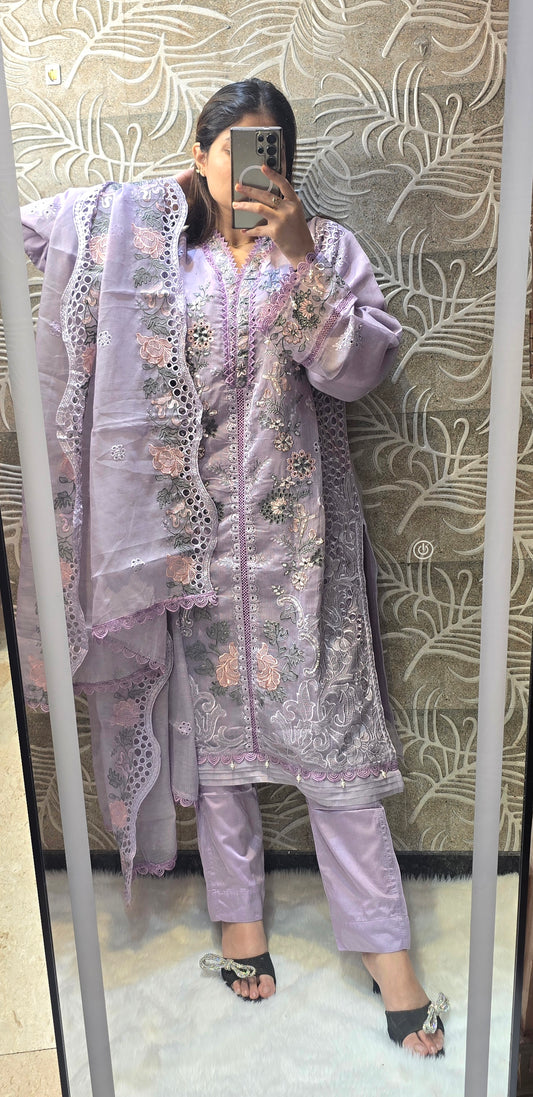 SAHAR (3pc embroidered cutwork readytowear set)