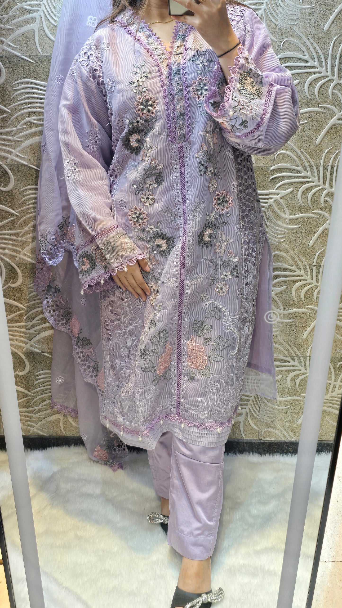 SAHAR (3pc embroidered cutwork readytowear set)