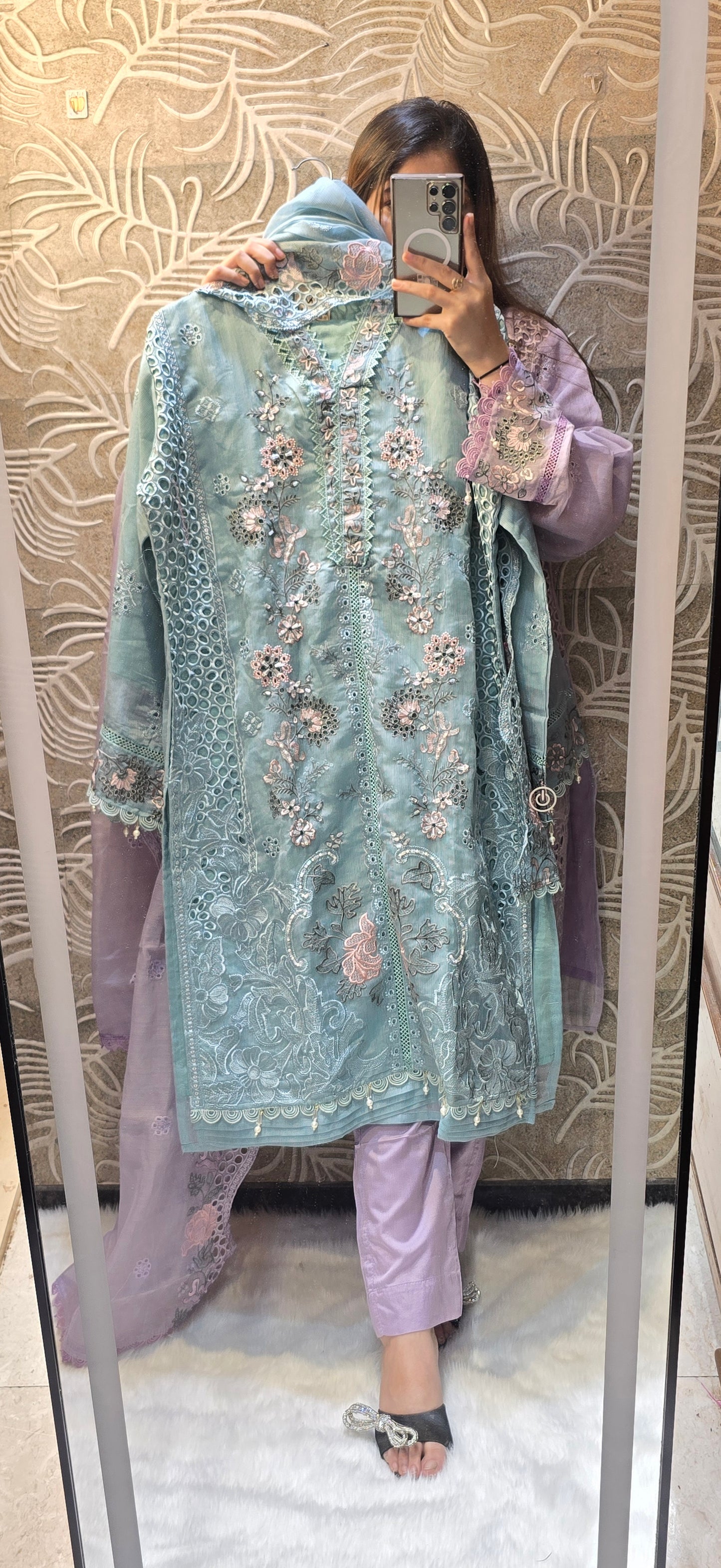 SAHAR (3pc embroidered cutwork readytowear set)