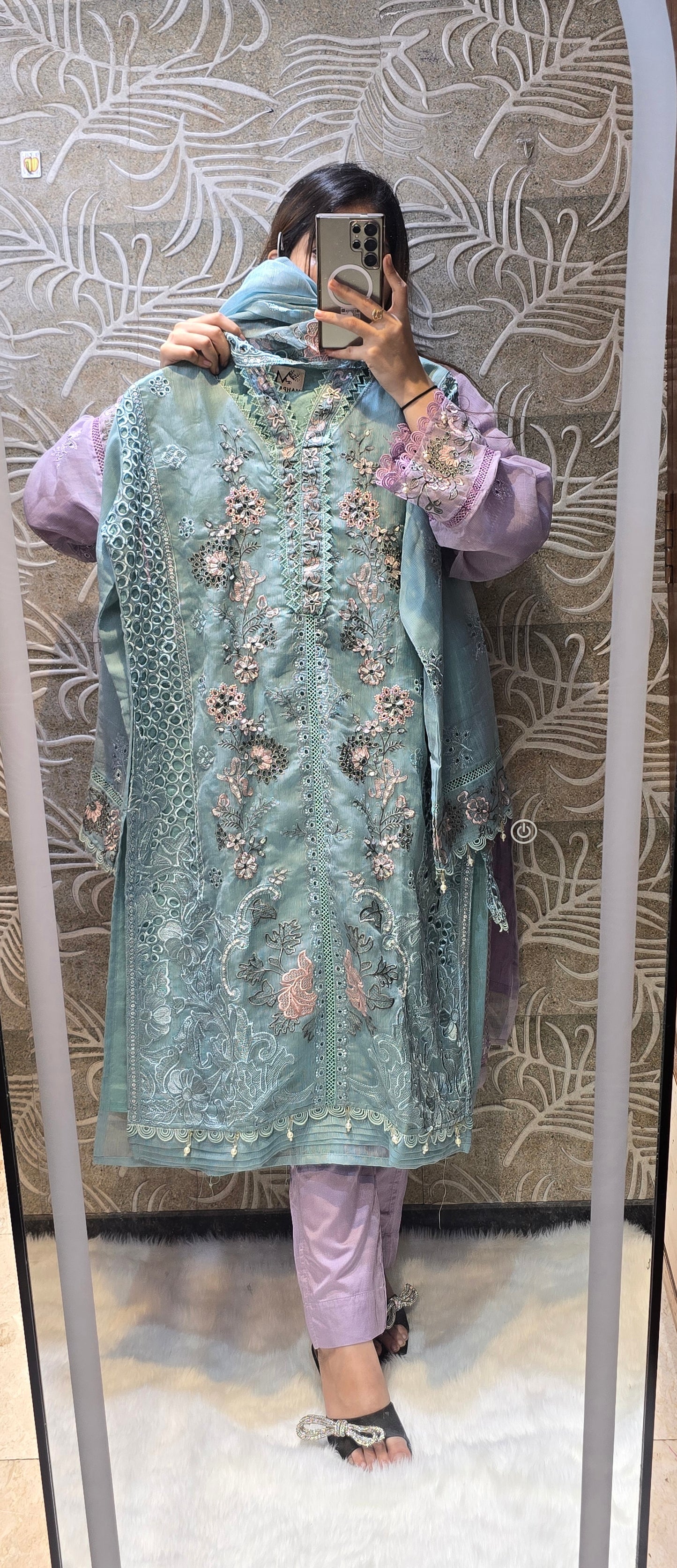 SAHAR (3pc embroidered cutwork readytowear set)