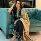 BLACK ELEGANCE 3 pc turkish cord set with soft organza dupatta