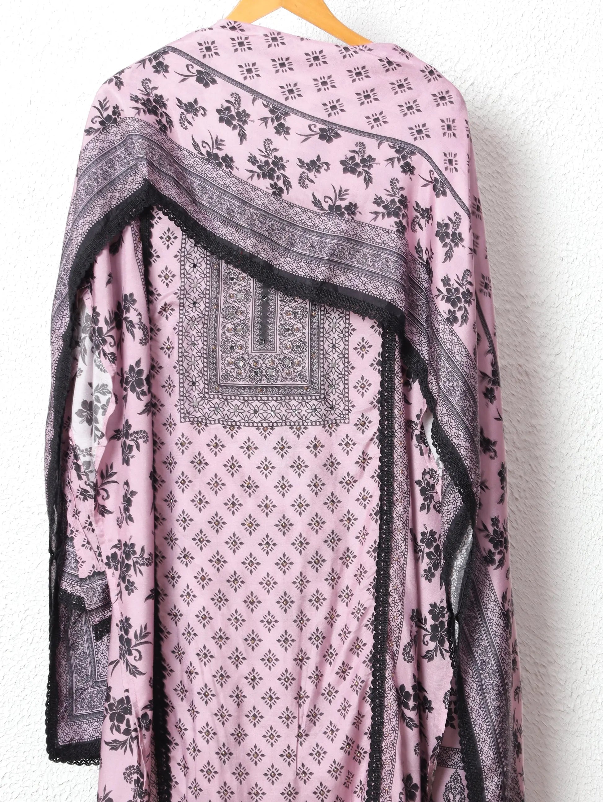 Rosewood Heritage Pure Muslin Unstitched 3-Piece Set with Tassel Accents | Aminah Designs - Aminah Designs