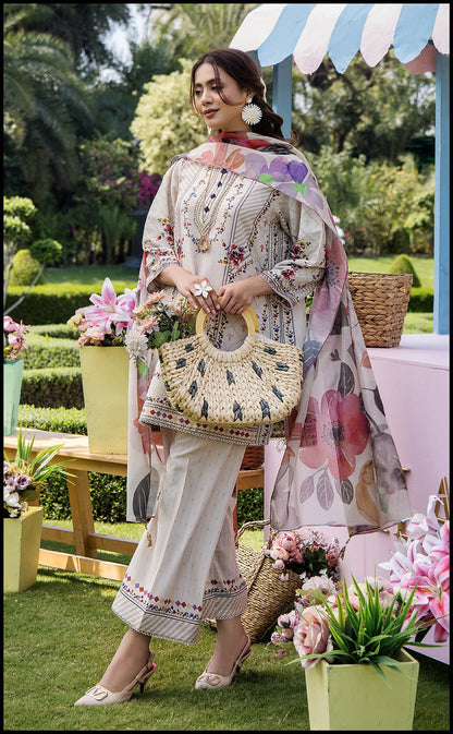 LIGHT GOLDEN BLOOM PAKISTANI 3PC SET WITH DUPATTA | AMINAH DESIGNS Aminah Designs